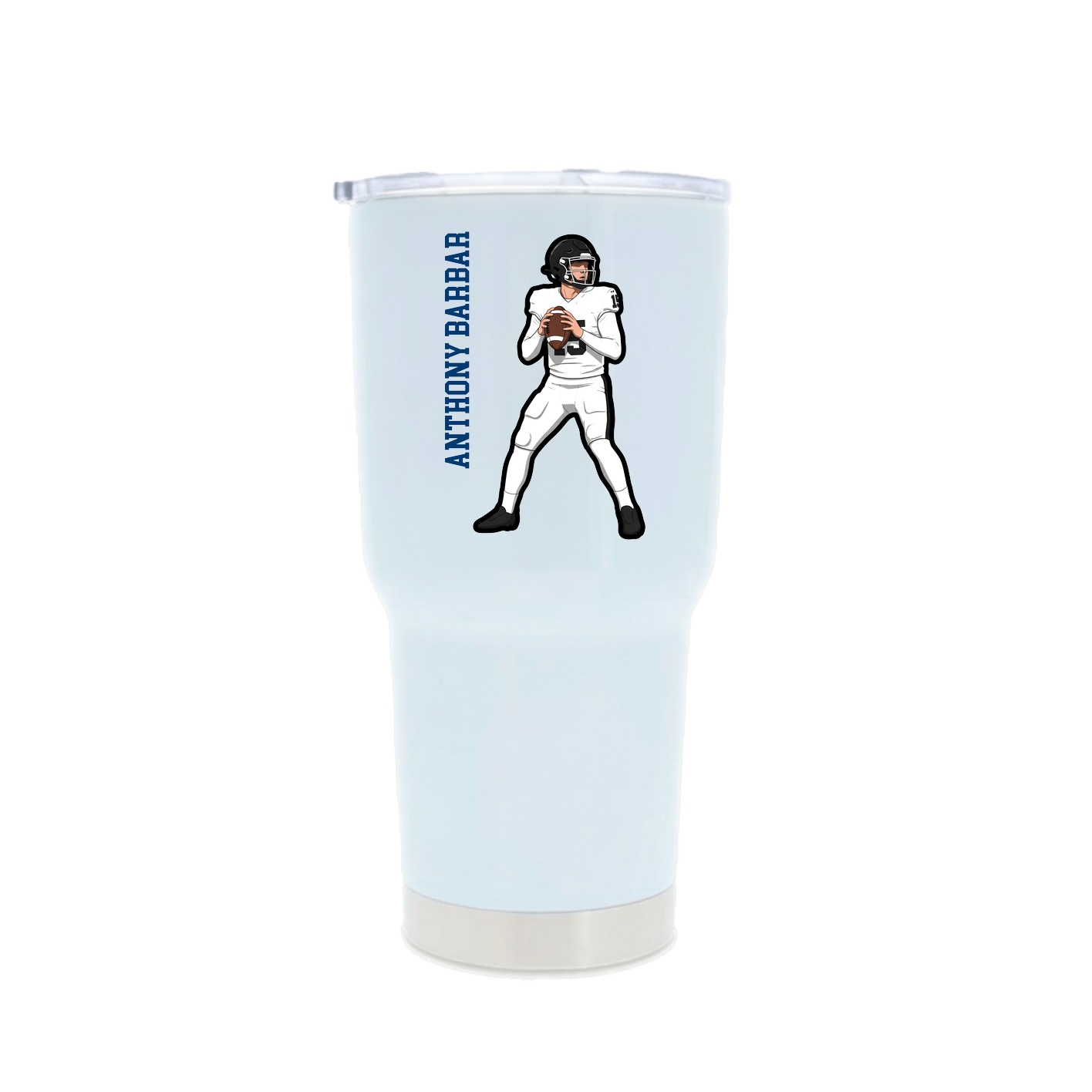 30oz Stainless Steel Tumbler — Name Vertical in White