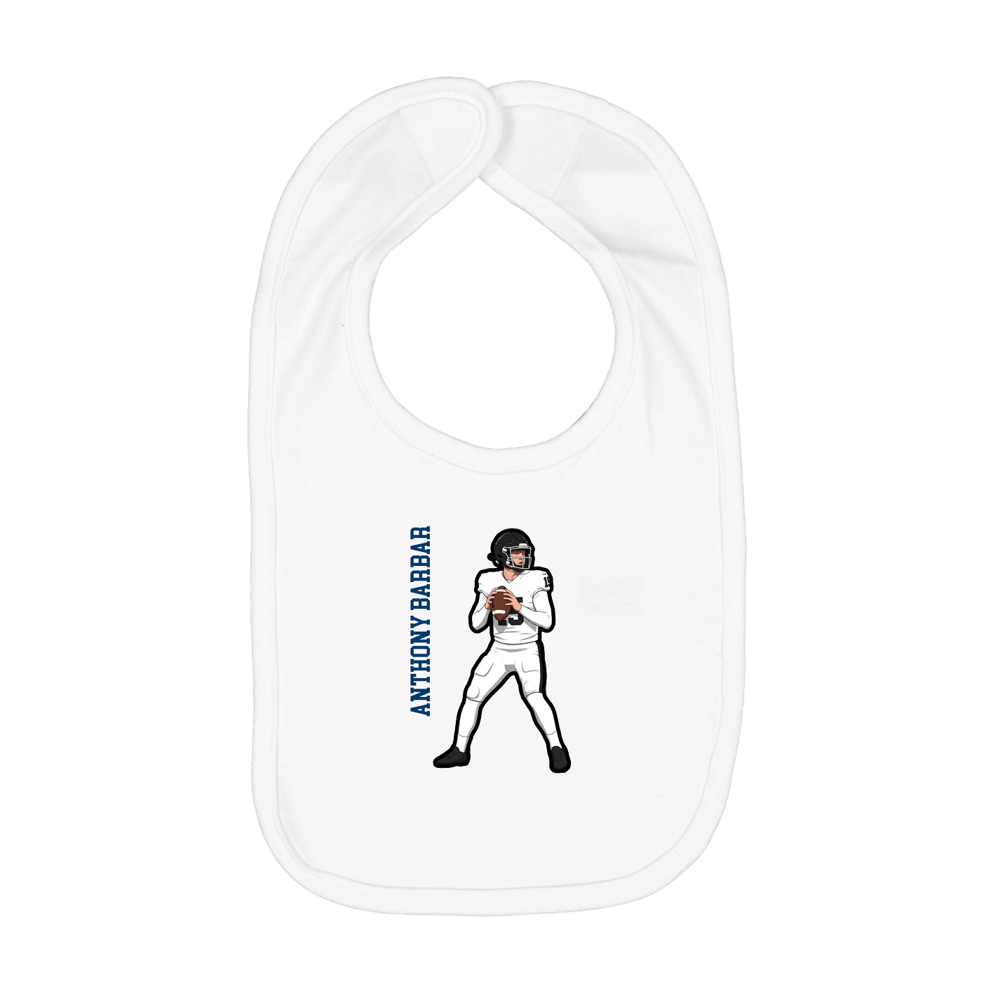 Infant Bib — Name Vertical in White