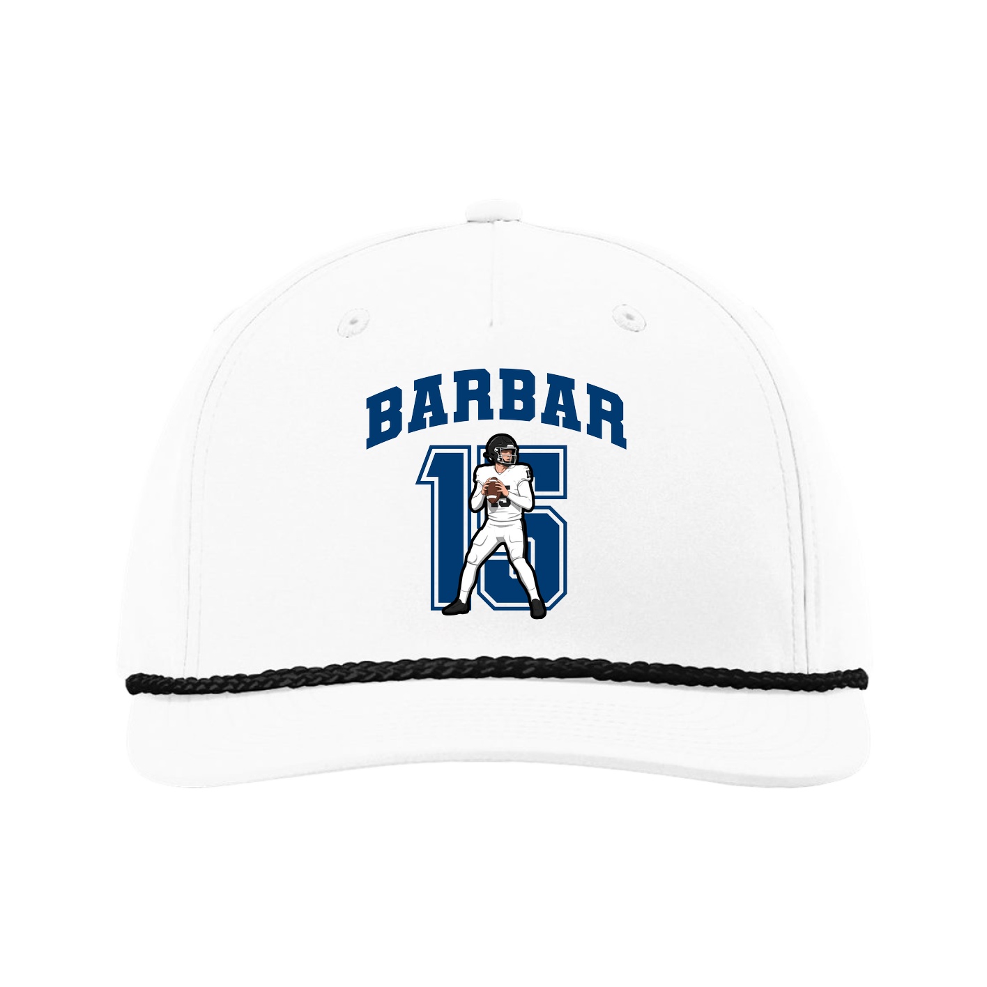 Five-Panel Classic Rope Cap — Number in White