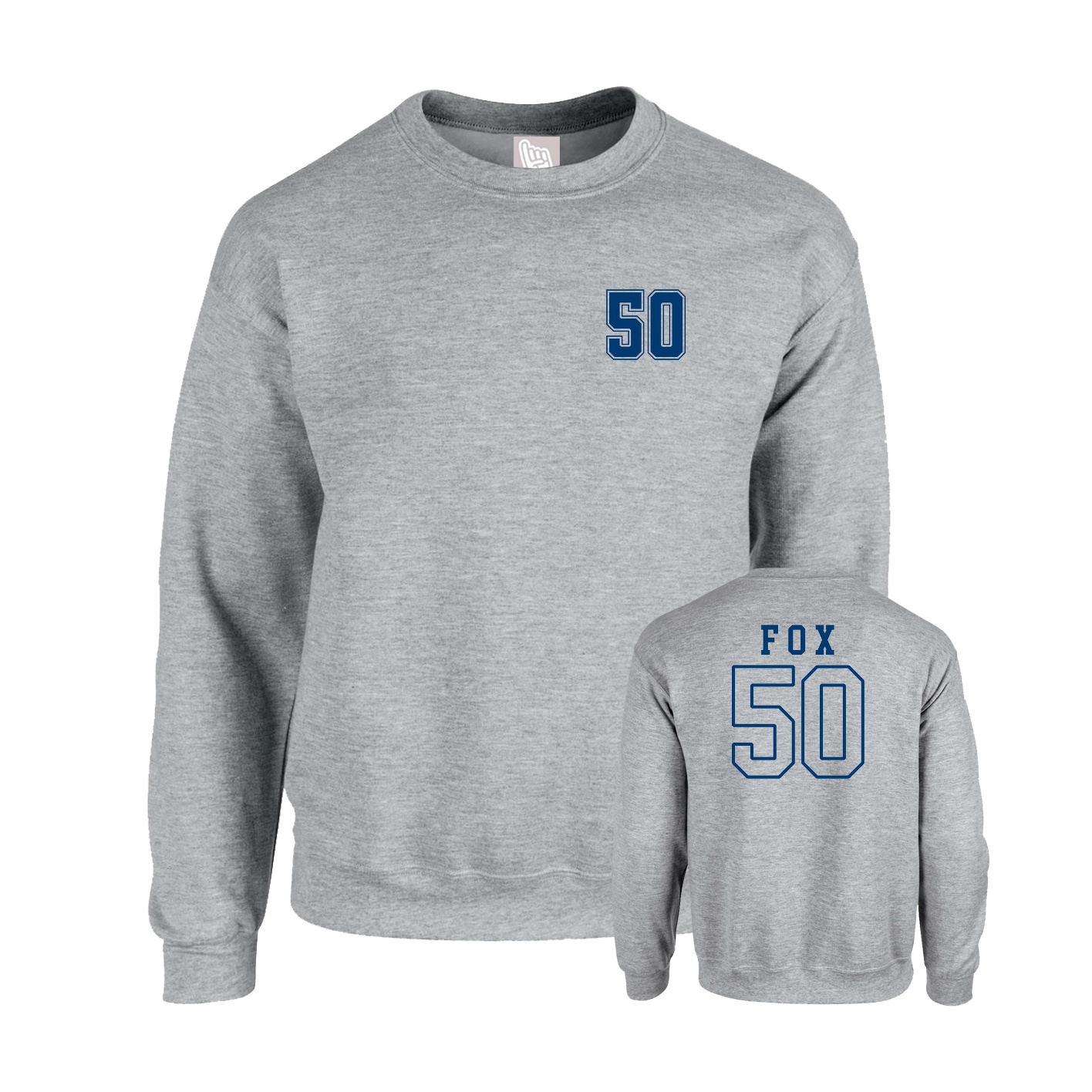 Fleece Crew — Chest Back in Grey