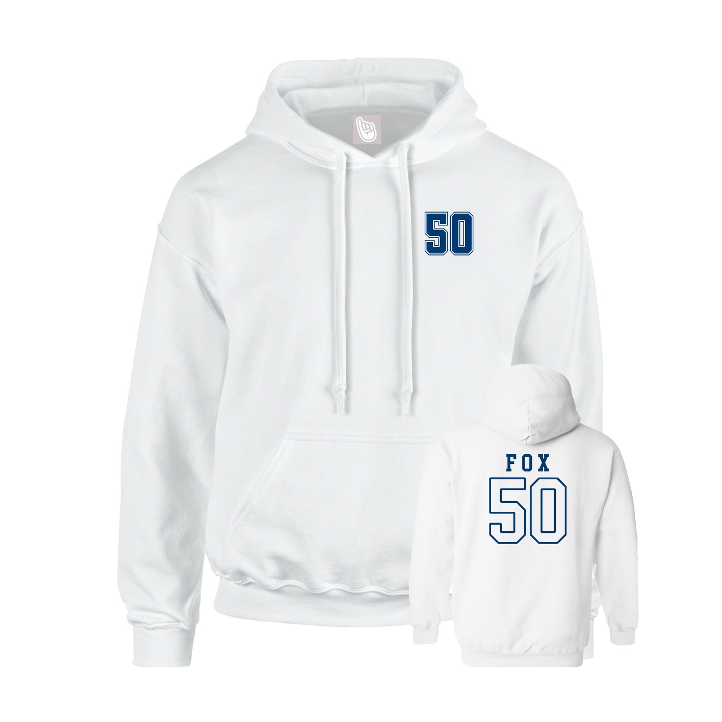 Youth Hoodie — Chest Back in White