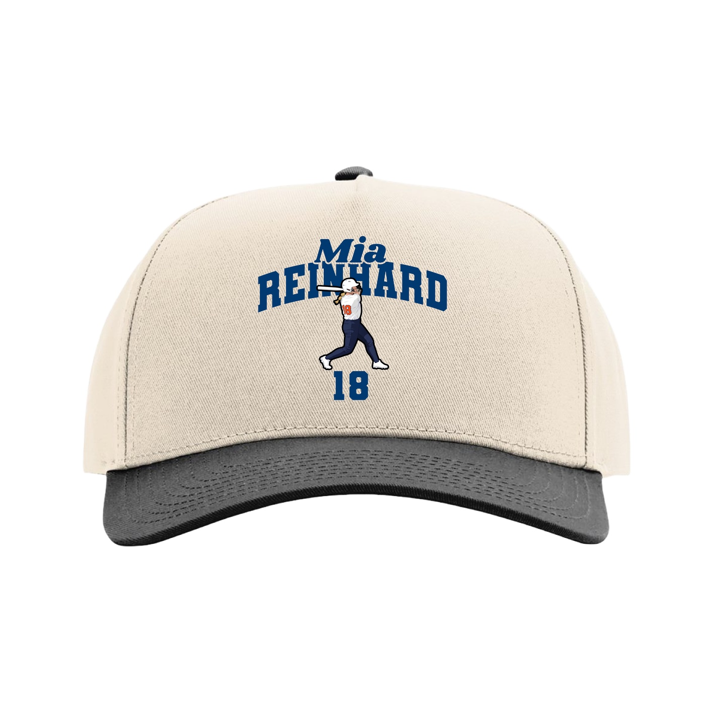 Full Fabric Five-Panel Champ Cap — Signature Arch in Cream/Black