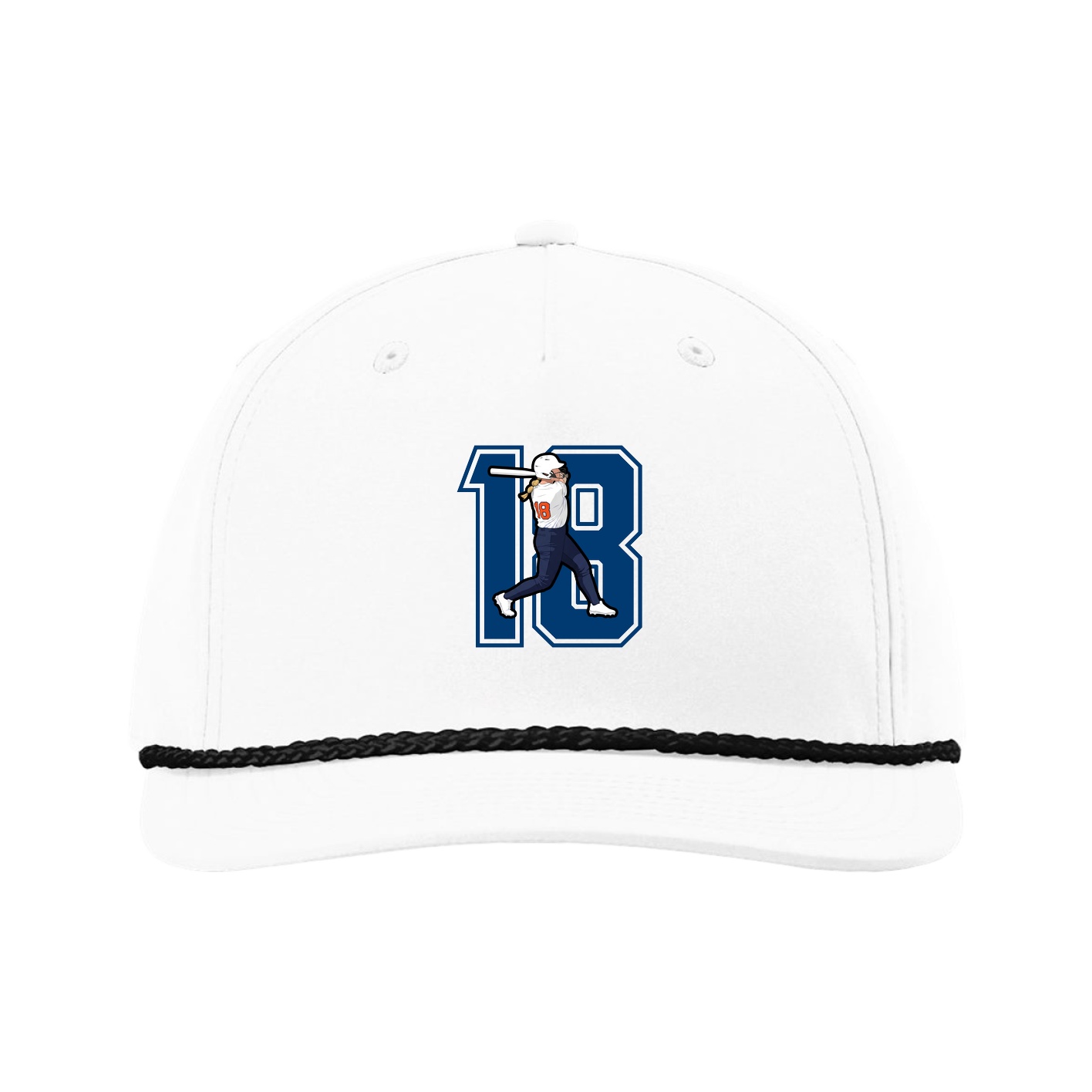 Five-Panel Classic Rope Cap — Number in White