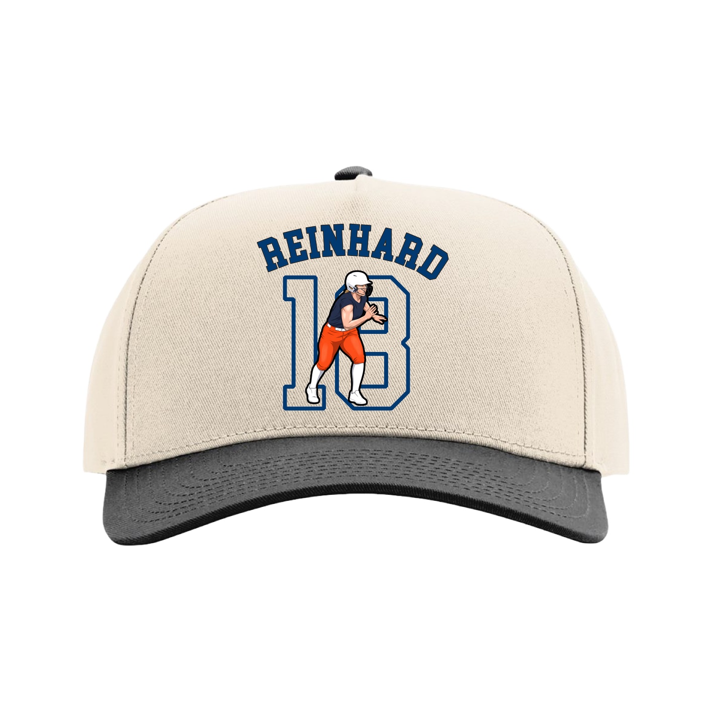 Full Fabric Five-Panel Champ Cap — Shirsey Arch in Cream/Black