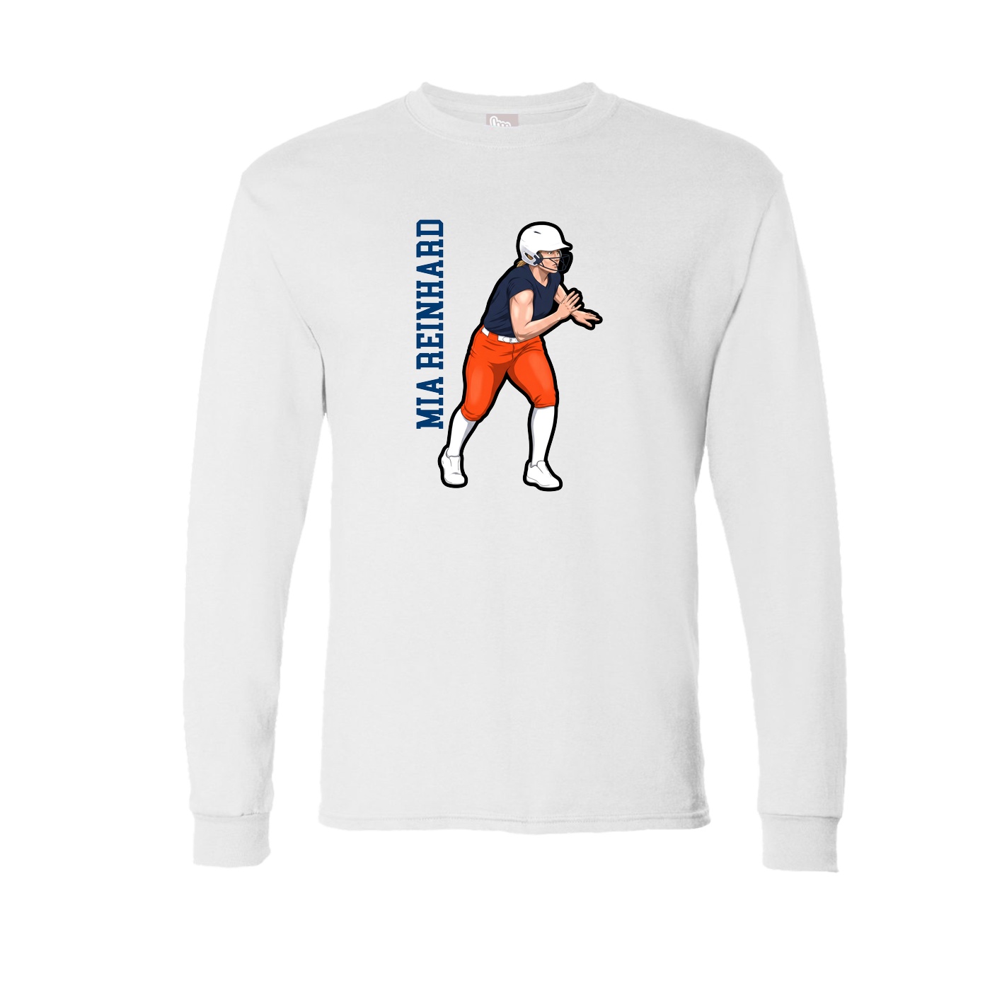 Long Sleeve Tee — Name Vertical in White