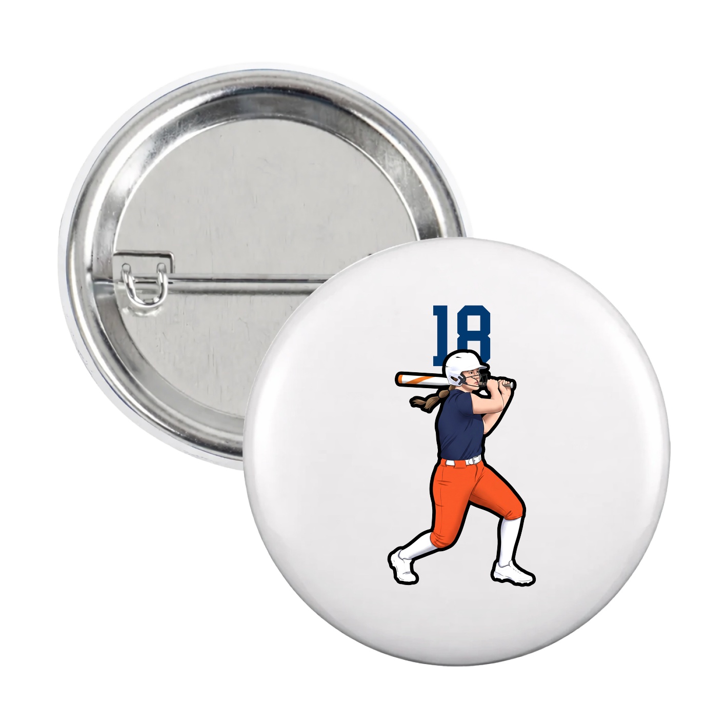 Game Day Button — Number Top in White