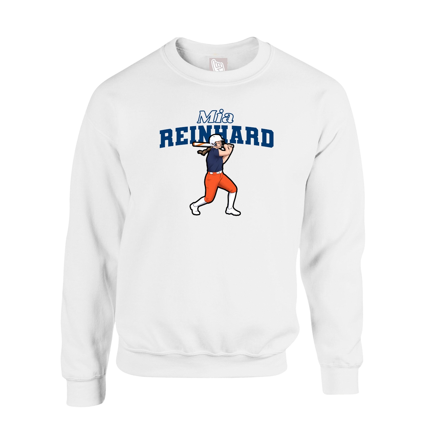Fleece Crew — Name Arch in White