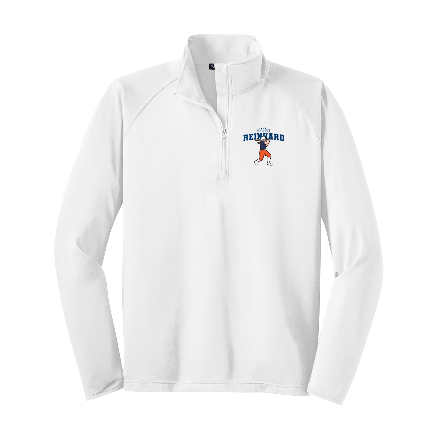 Q-Zip Pullover — Name Arch in White