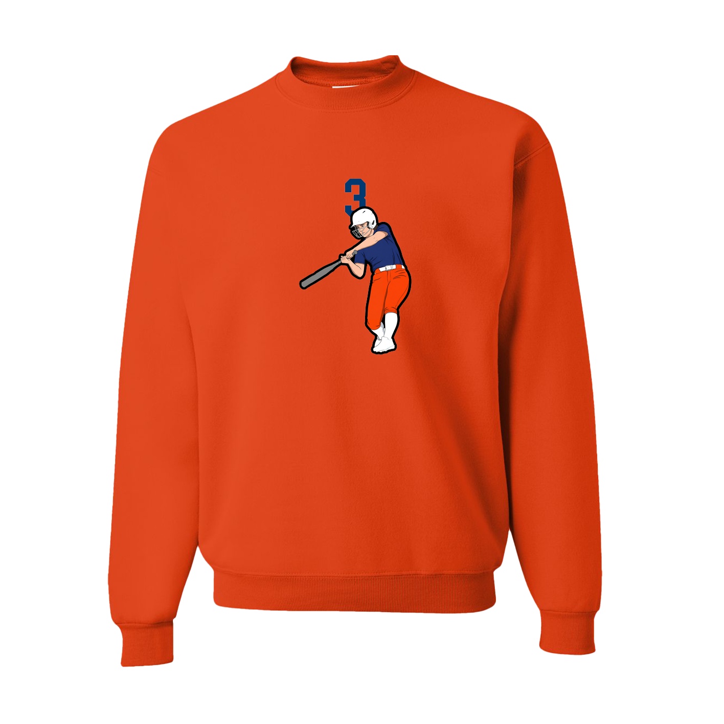 Fleece Crew — Number Top in Orange