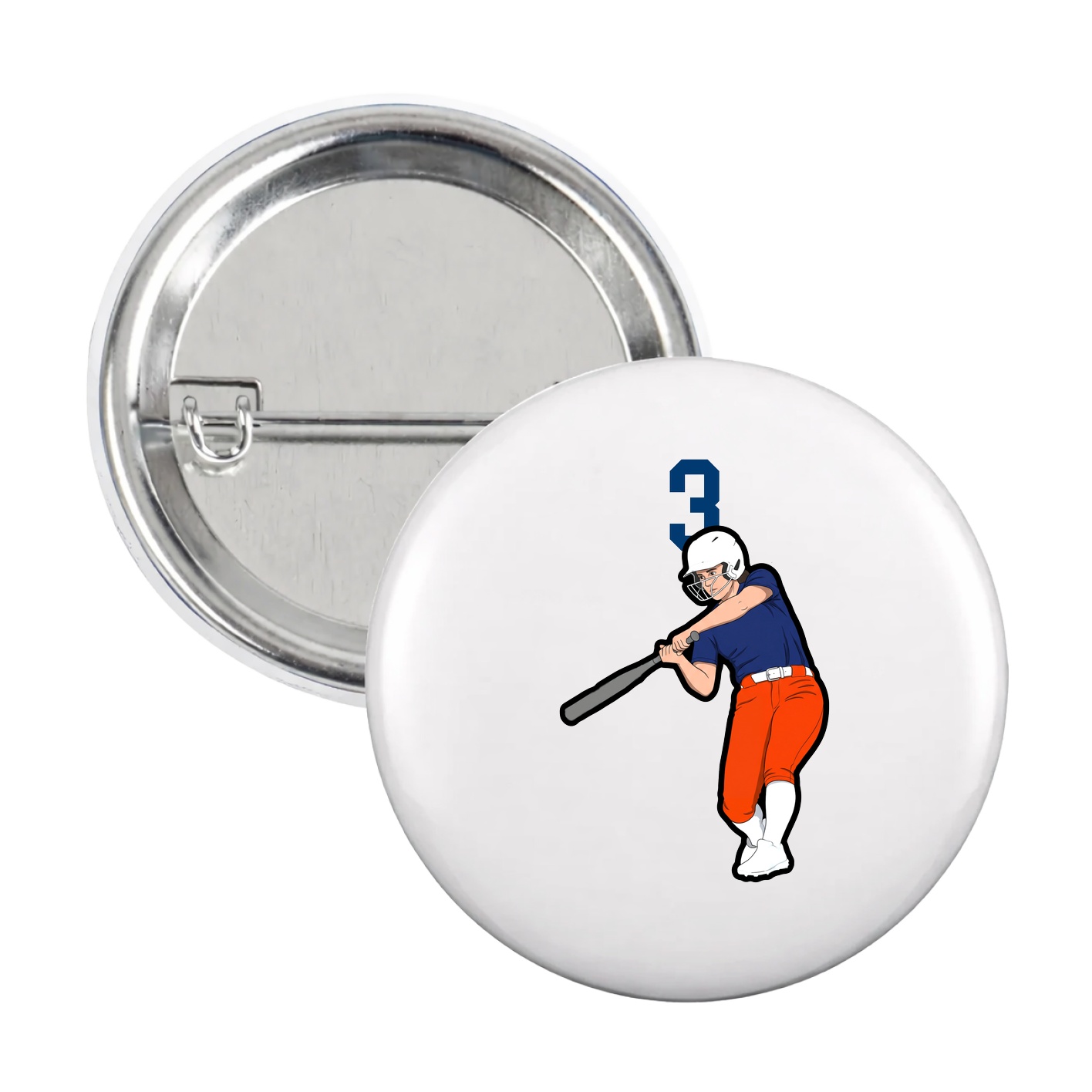 Game Day Button — Number Top in White