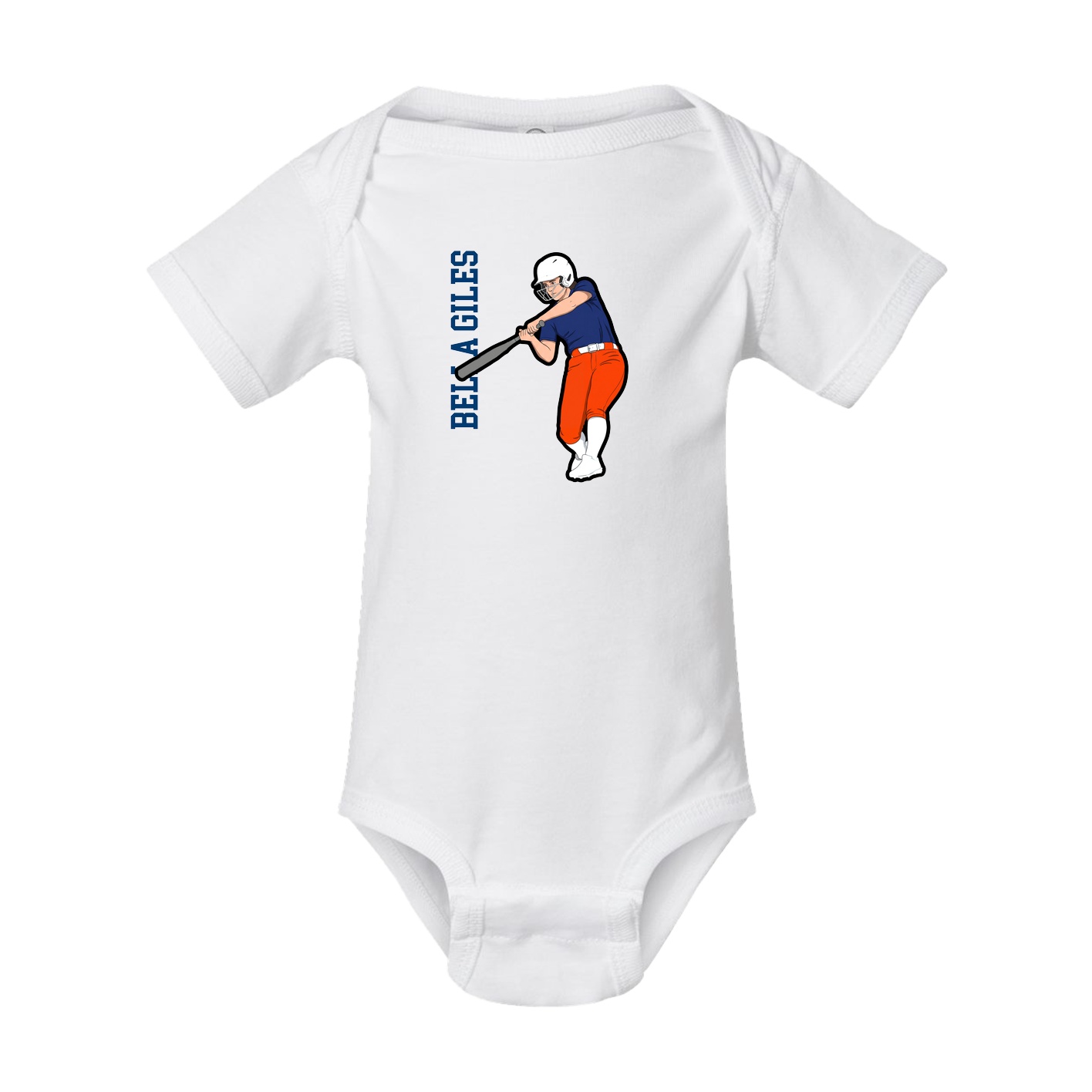 Baby Onesie — Name Vertical in White