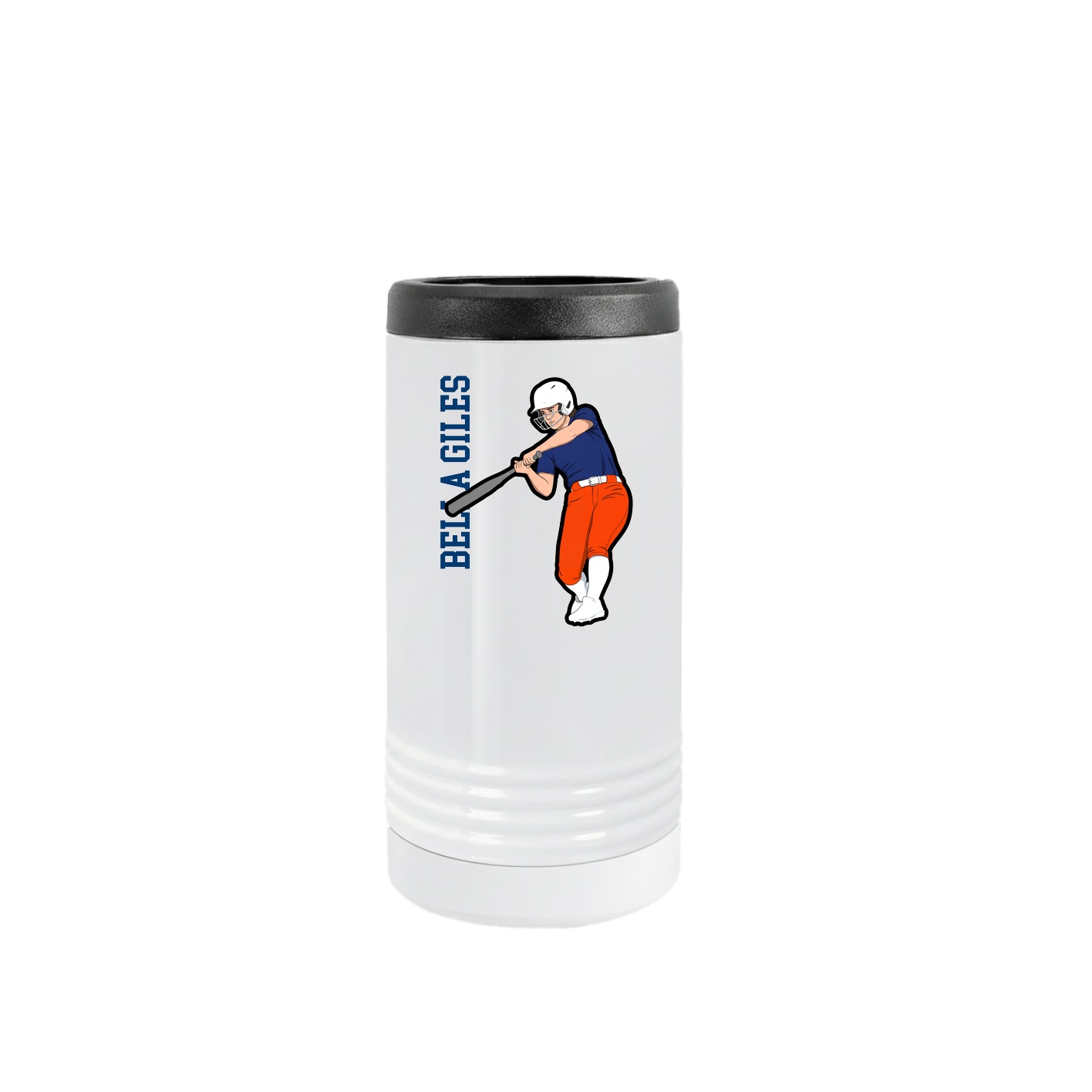 Slim Beverage Holder — Name Vertical in White
