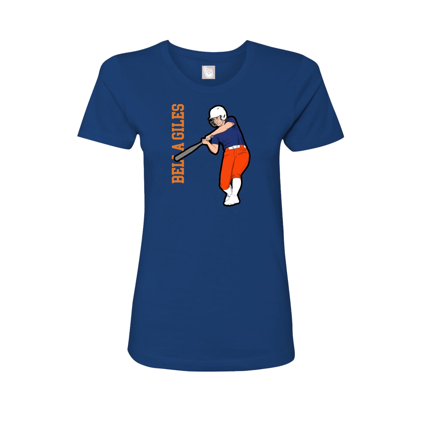 Fitted Women's Tee — Name Vertical in Royal