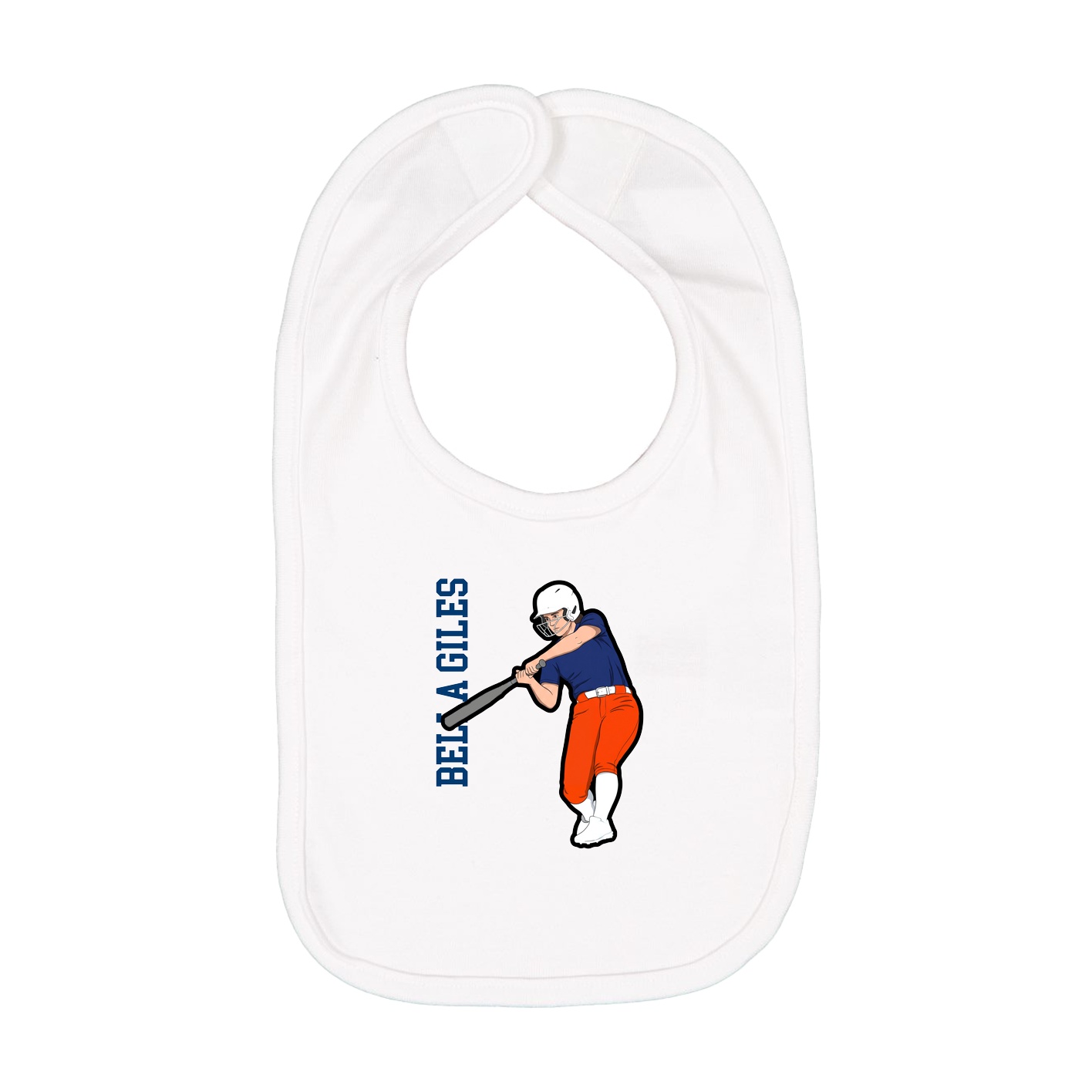 Infant Bib — Name Vertical in White