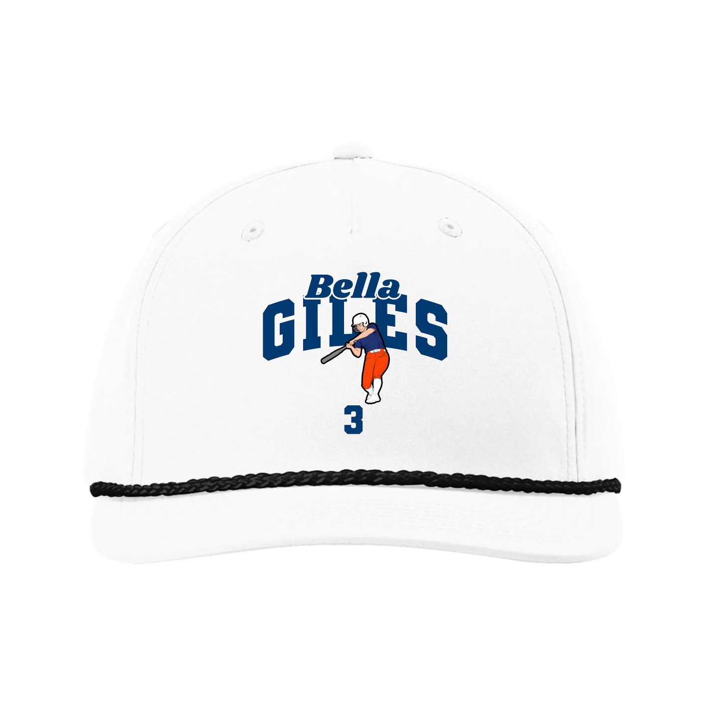 Five-Panel Classic Rope Cap — Signature Arch in White