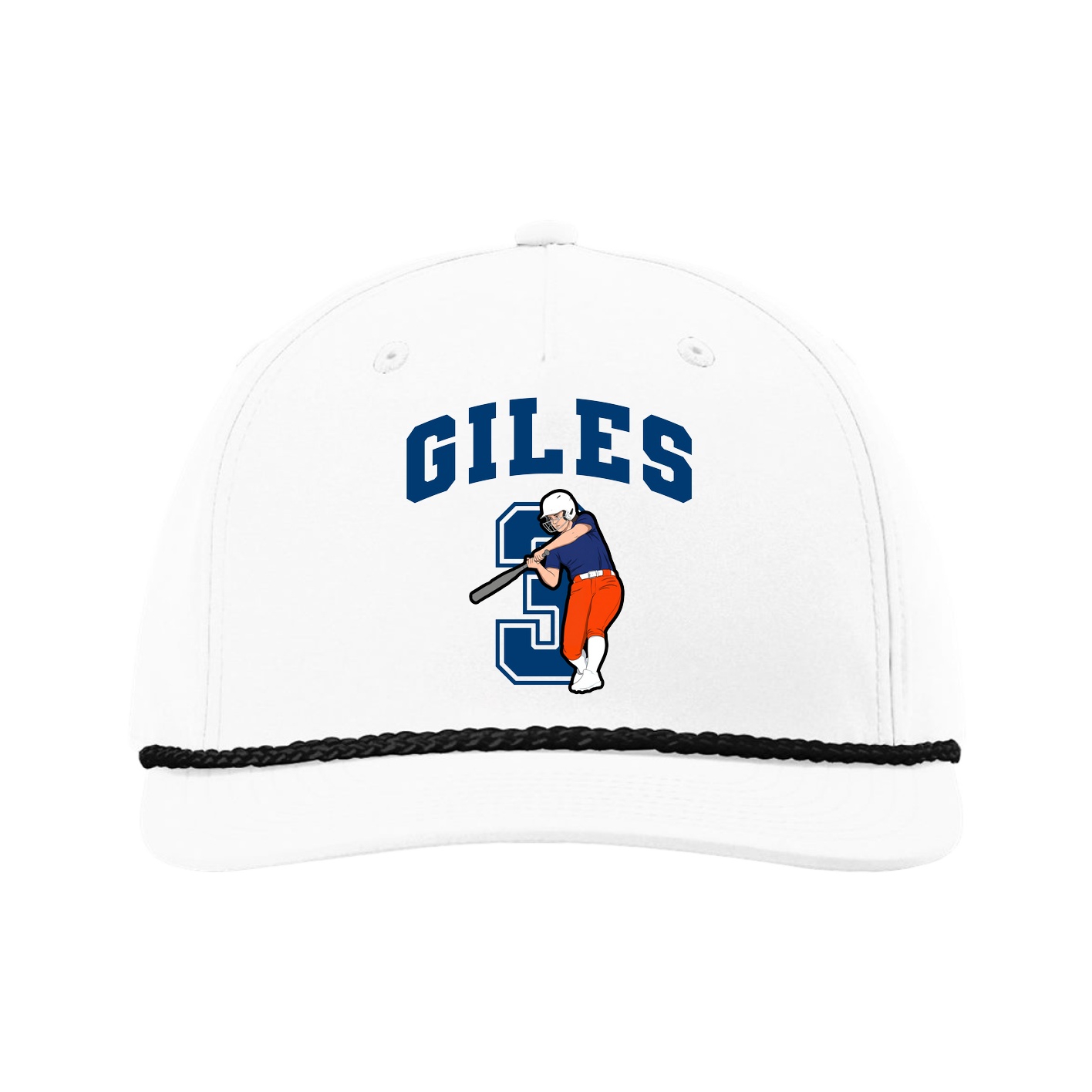 Five-Panel Classic Rope Cap — Number in White