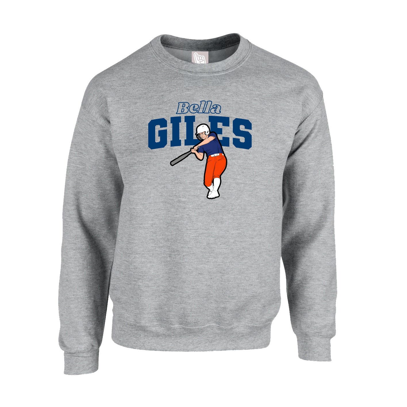 Fleece Crew — Name Arch in Grey