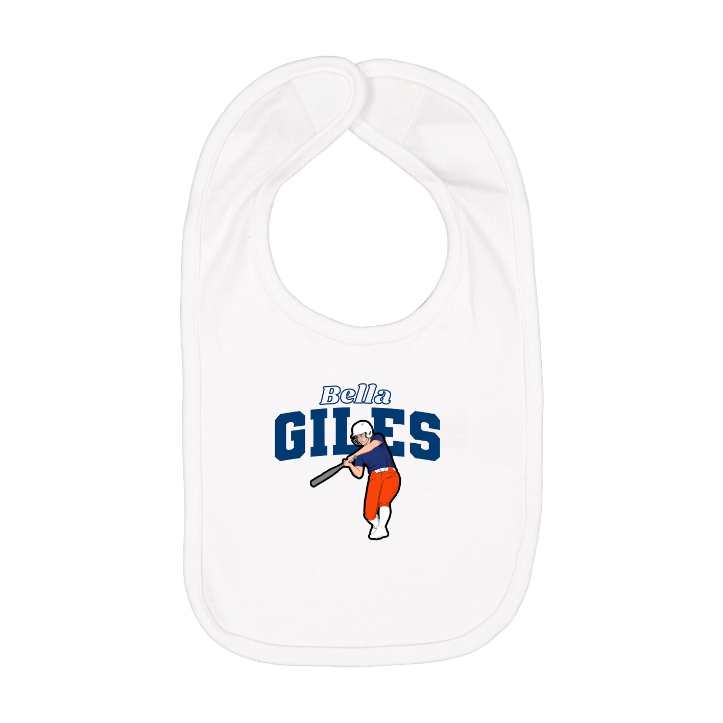 Infant Bib — Name Arch in White