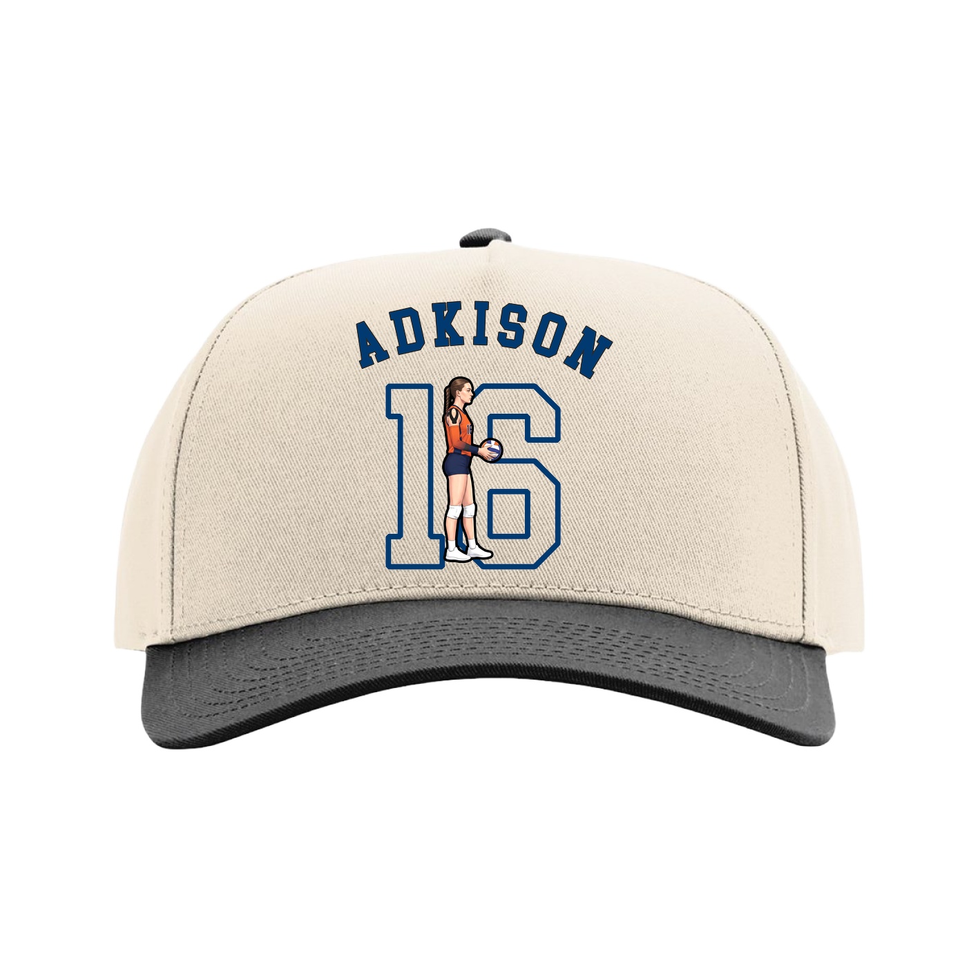 Full Fabric Five-Panel Champ Cap — Shirsey Arch in Cream/Black