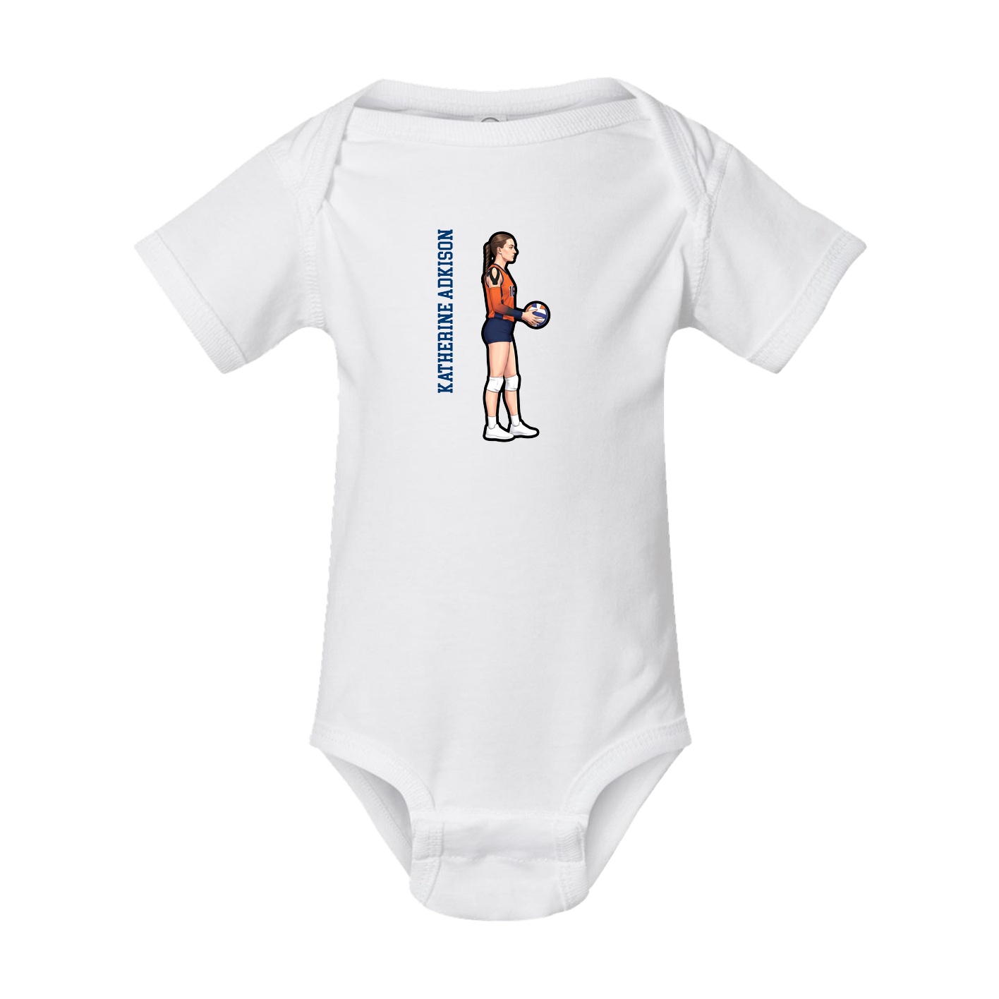 Baby Onesie — Name Vertical in White