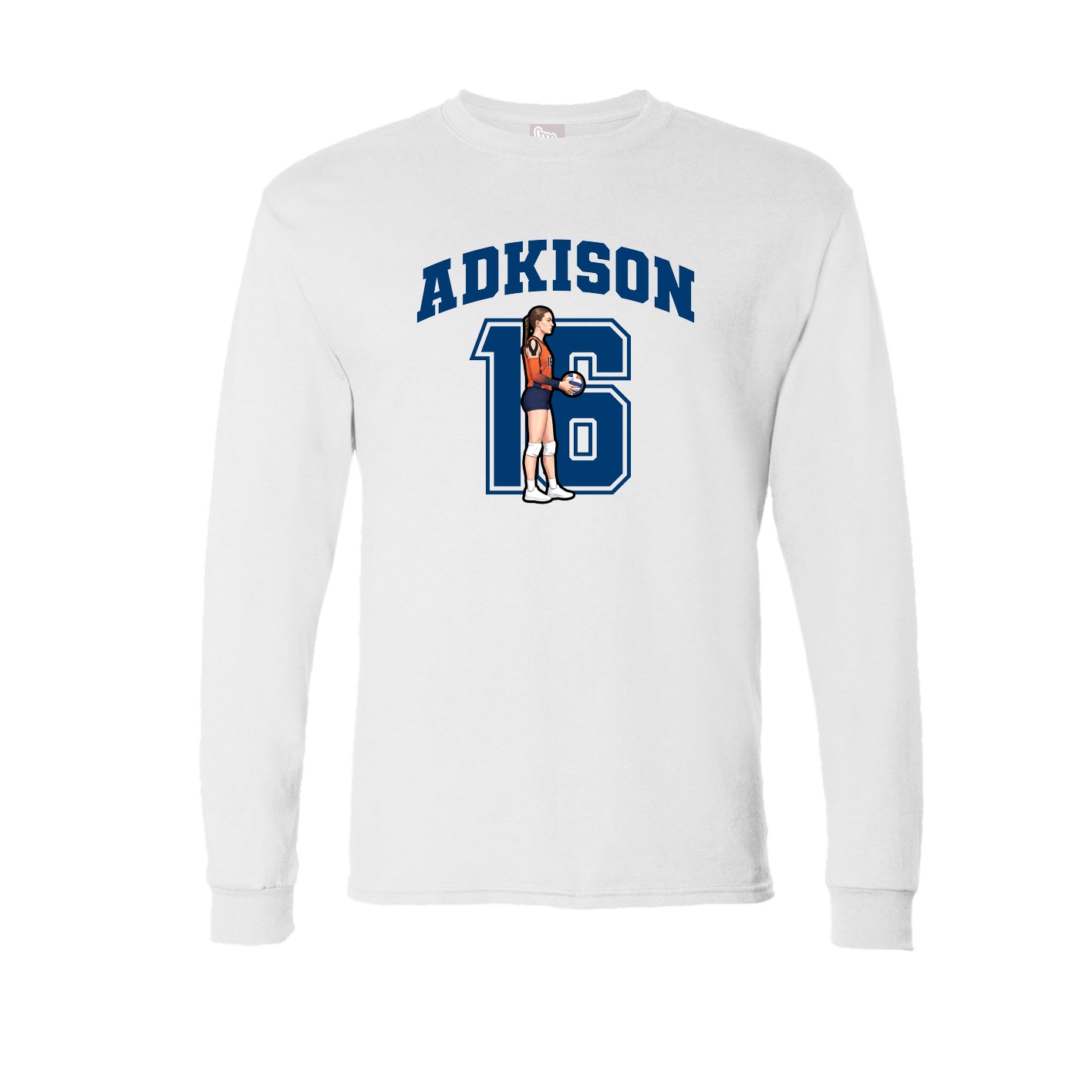 Long Sleeve Tee — Number in White