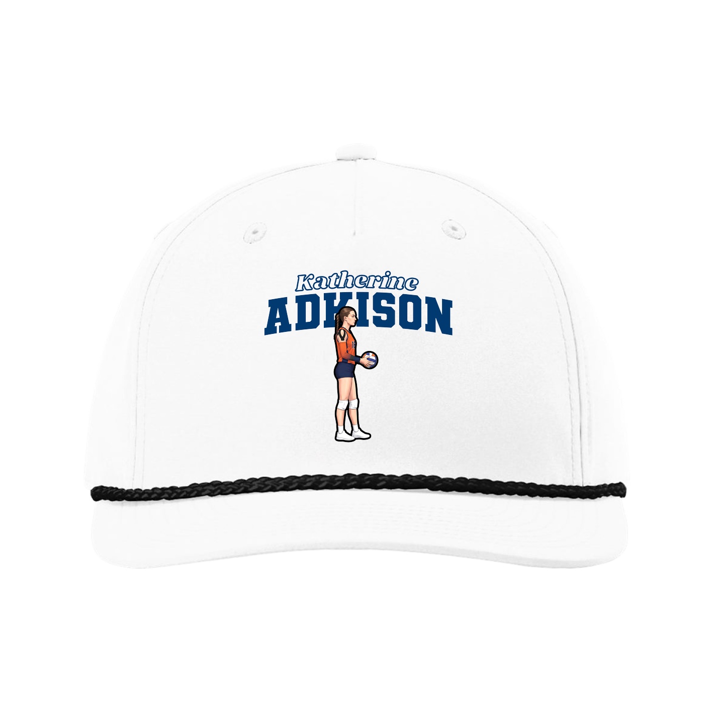 Five-Panel Classic Rope Cap — Name Arch in White