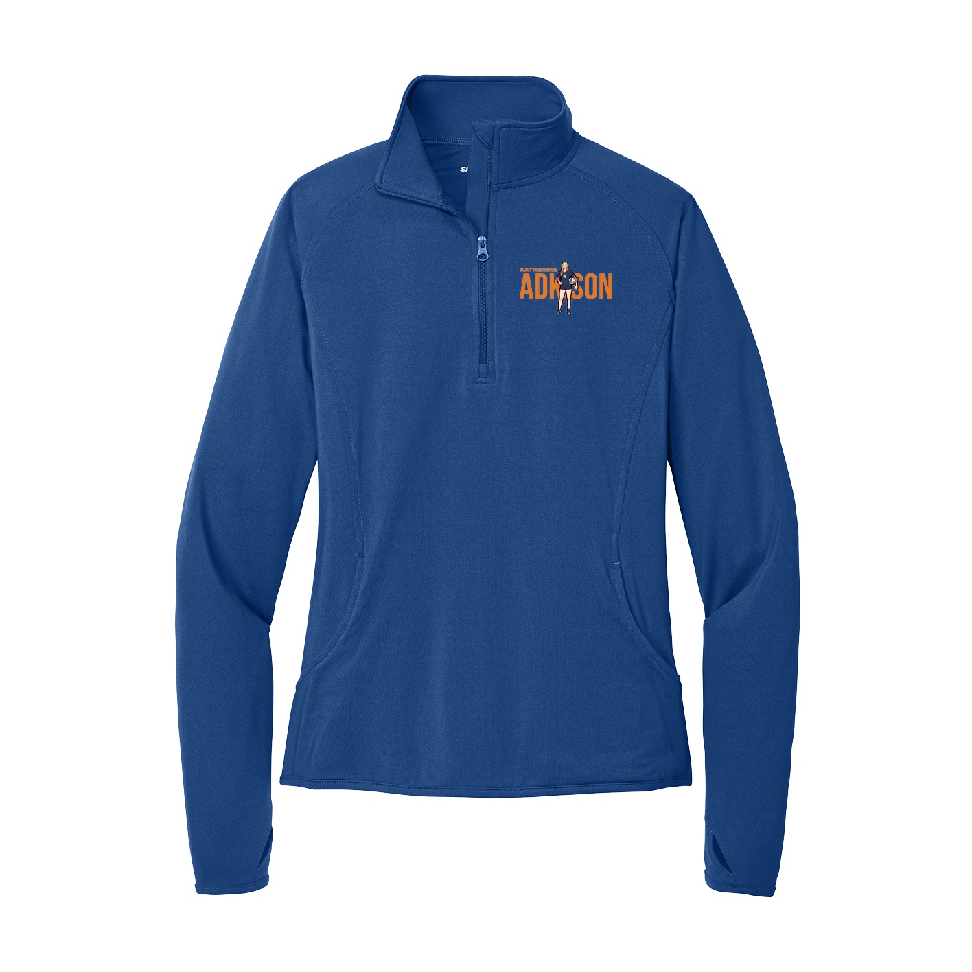 Women's Q-Zip Pullover — Player Name in Royal