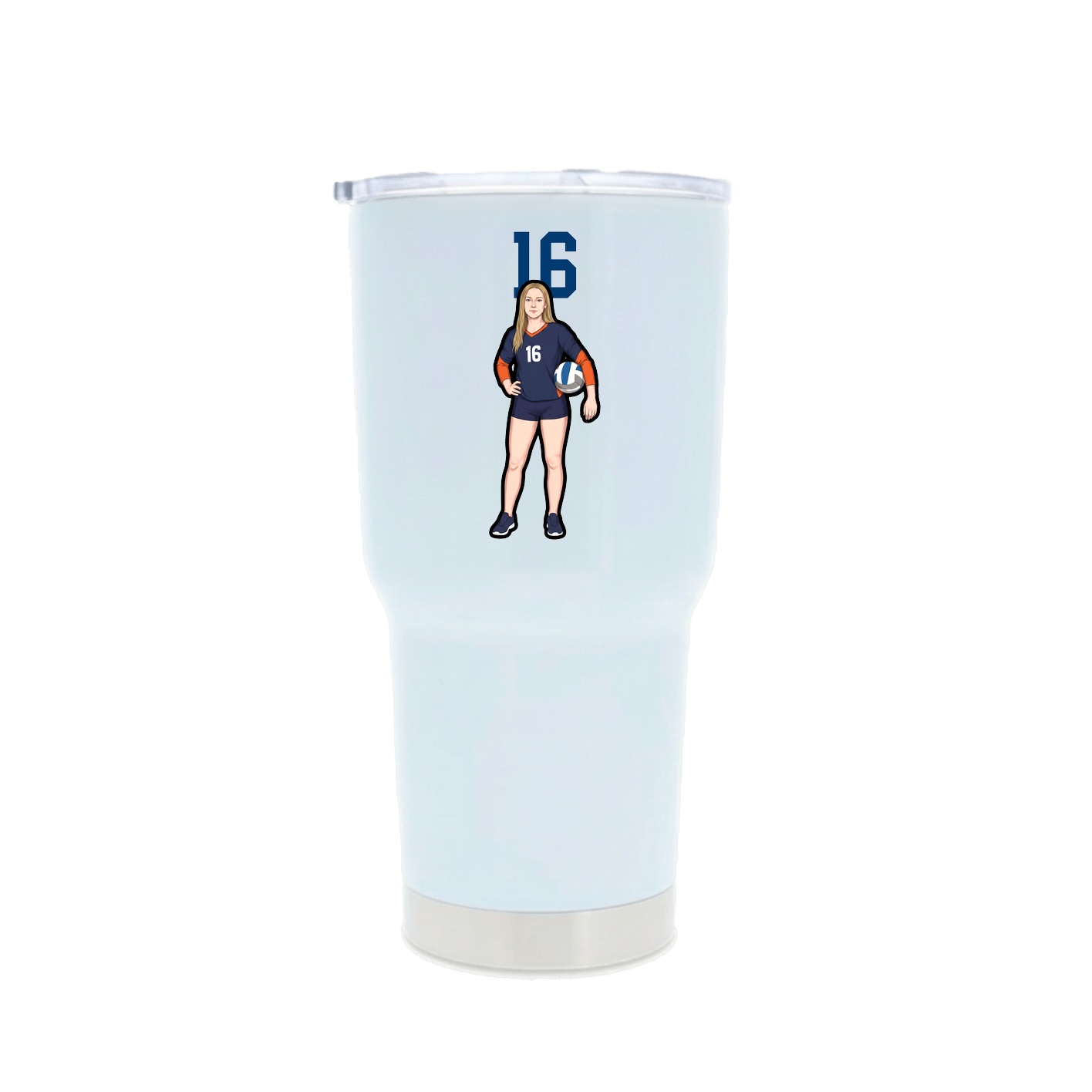 30oz Stainless Steel Tumbler — Number Top in White