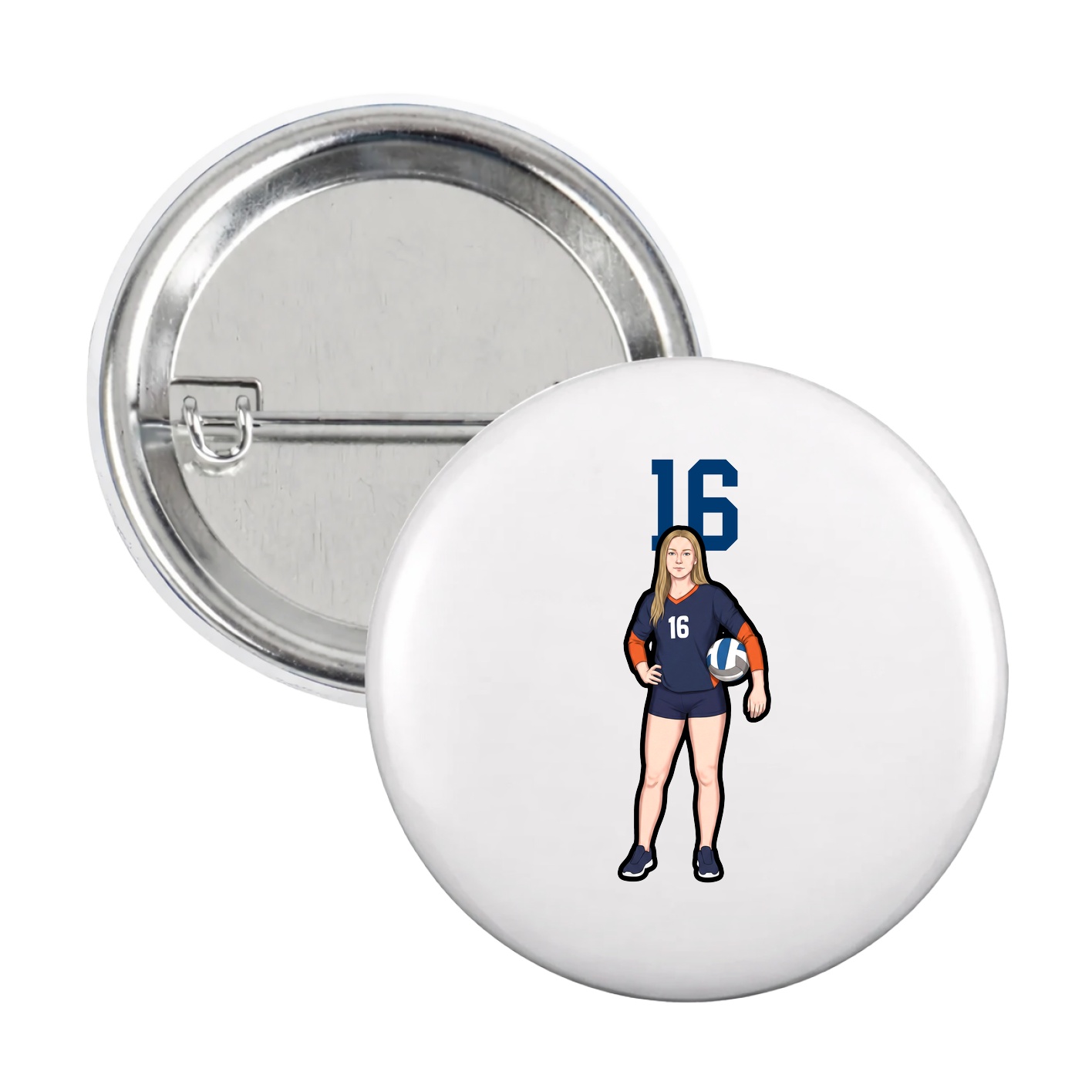 Game Day Button — Number Top in White