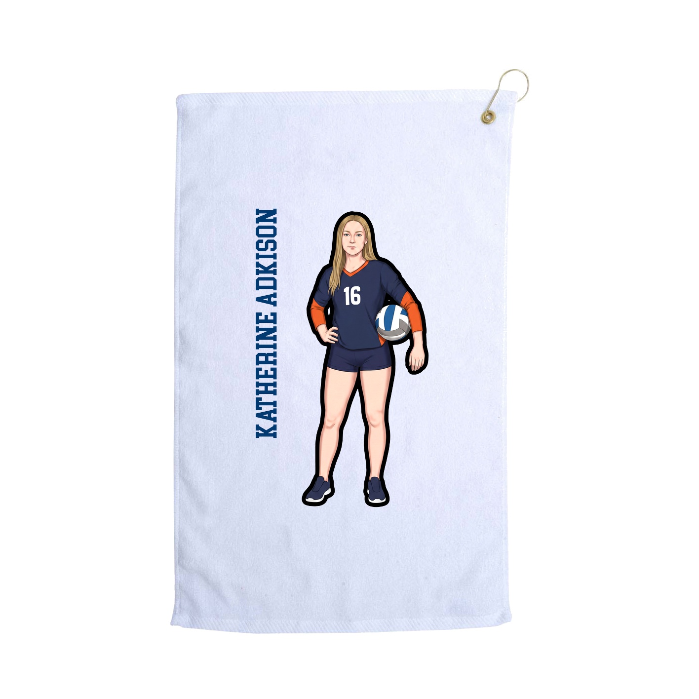 Golf Towel — Name Vertical in White