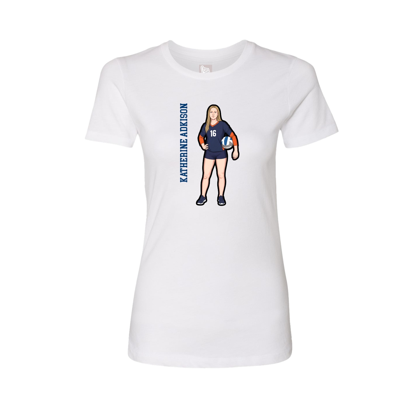 Womens Tee — Name Vertical in White