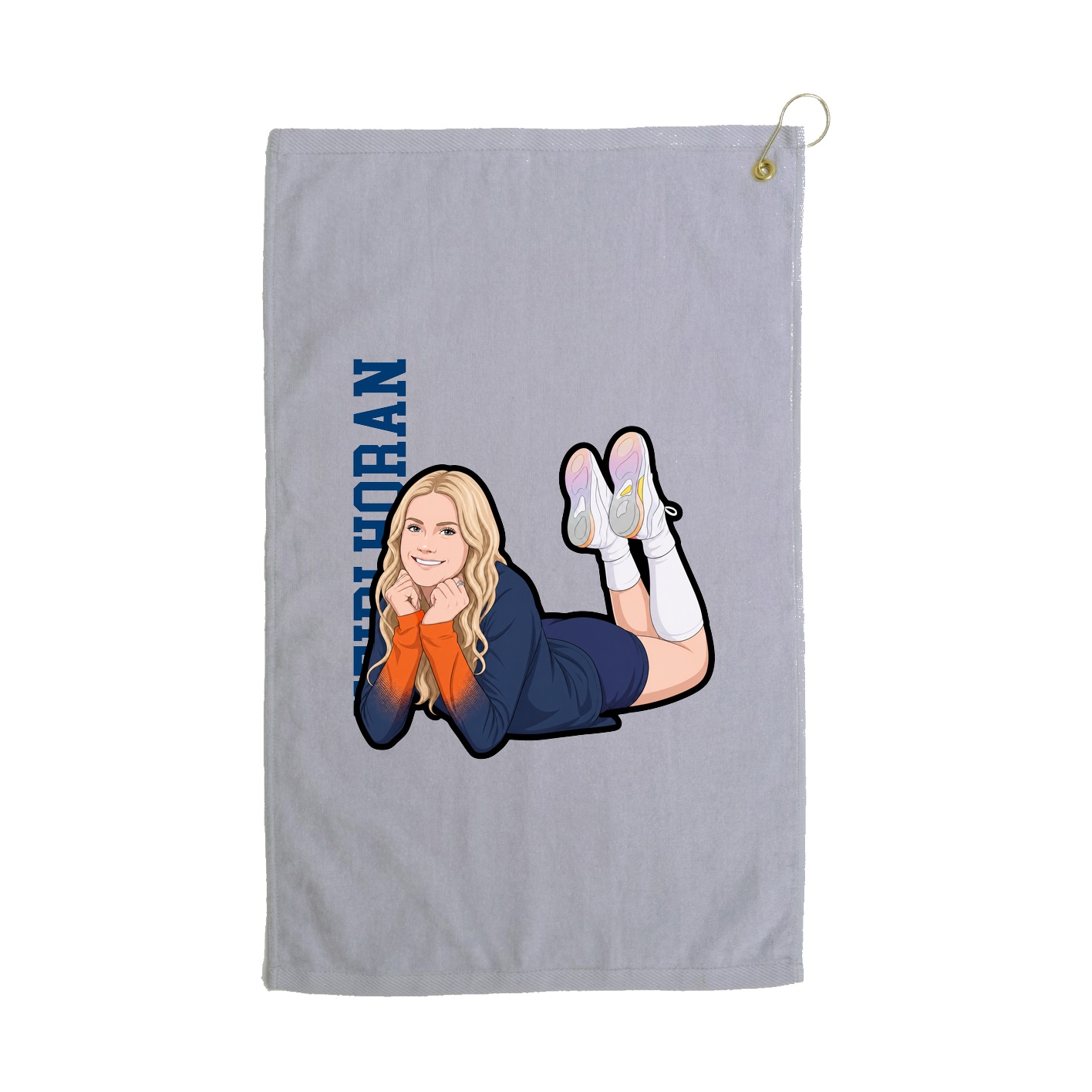 Golf Towel — Name Vertical in Grey