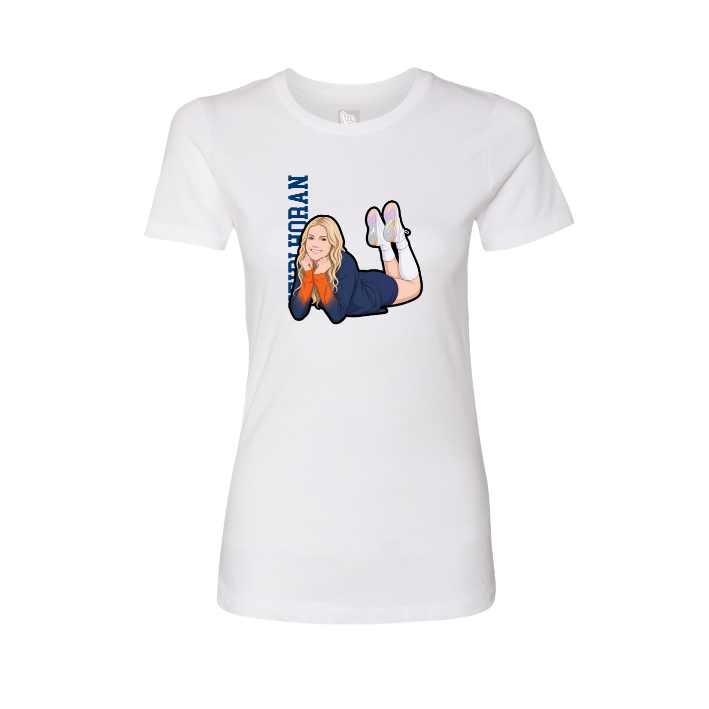 Fitted Women's Tee — Name Vertical in White