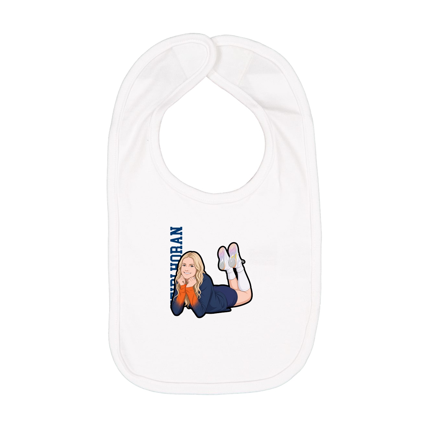 Infant Bib — Name Vertical in White