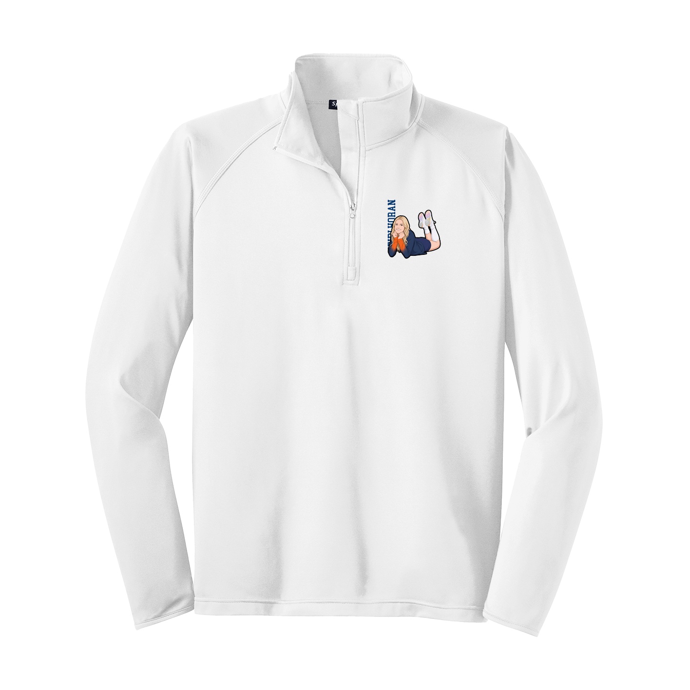 Q-Zip Pullover — Name Vertical in White