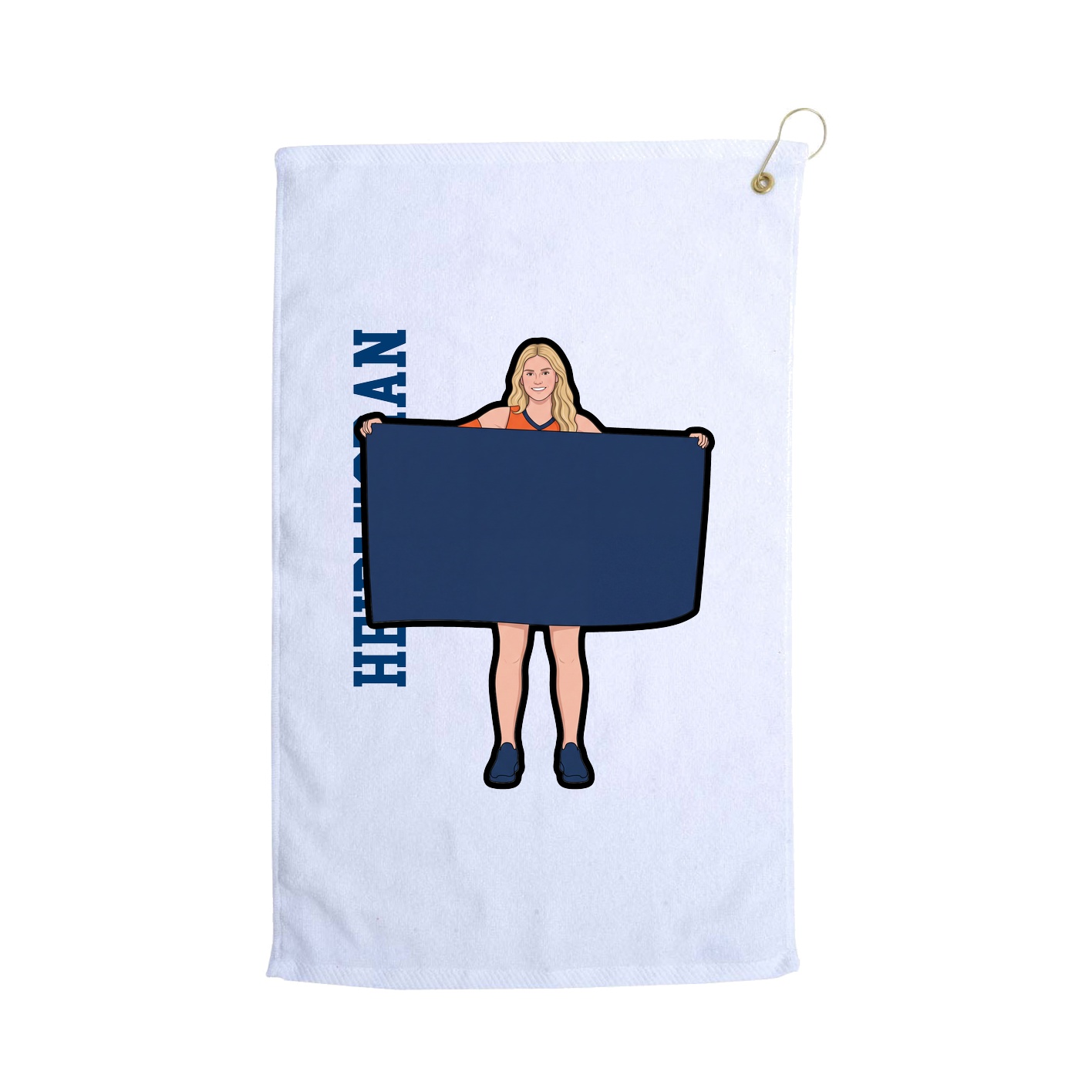 Golf Towel — Name Vertical in White
