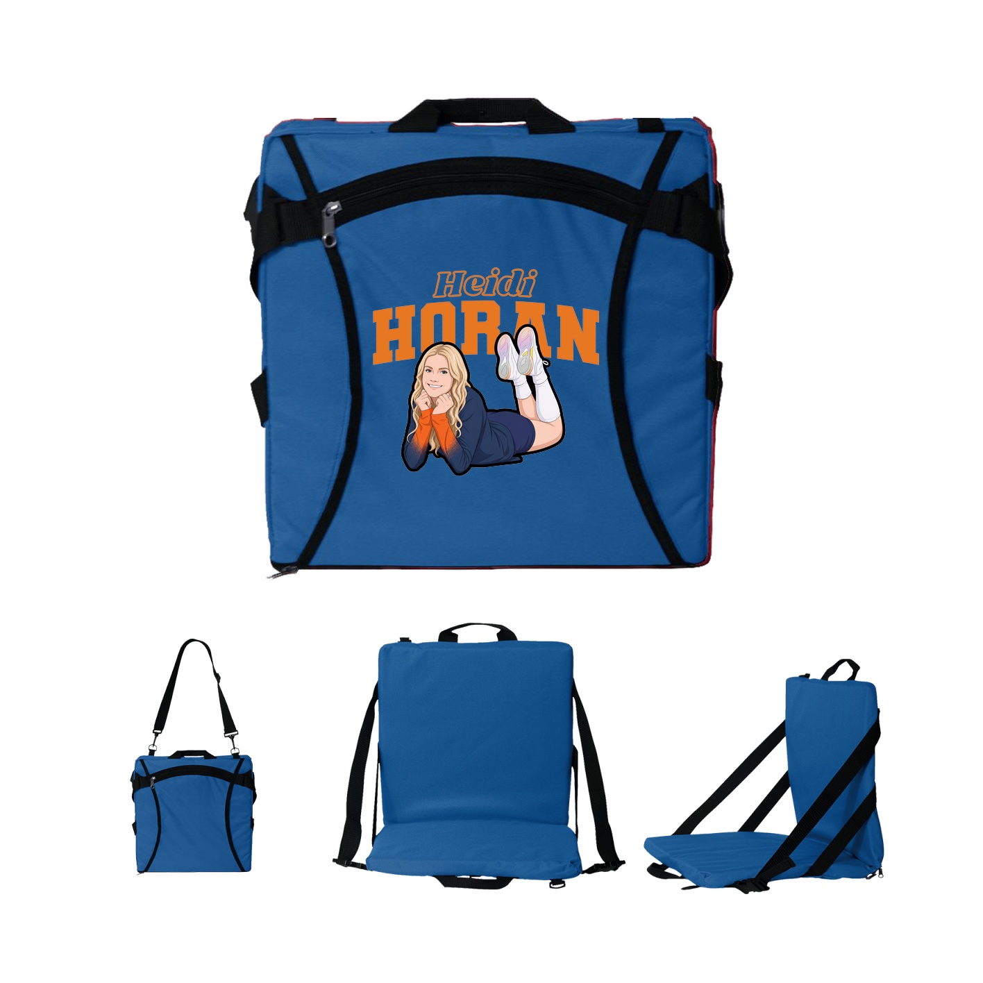 Folding Stadium Seat — Name Arch in Royal