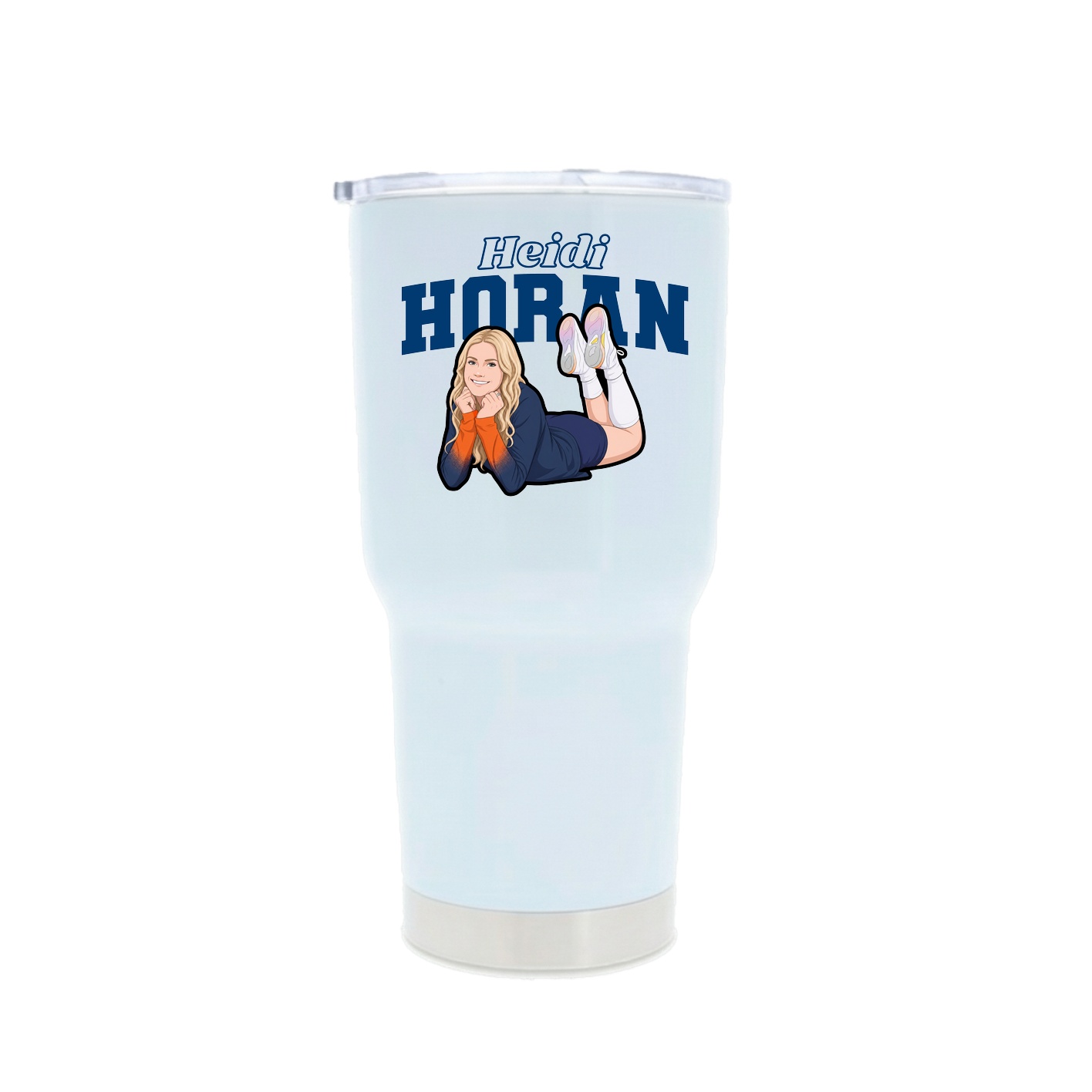 30oz Stainless Steel Tumbler — Name Arch in White