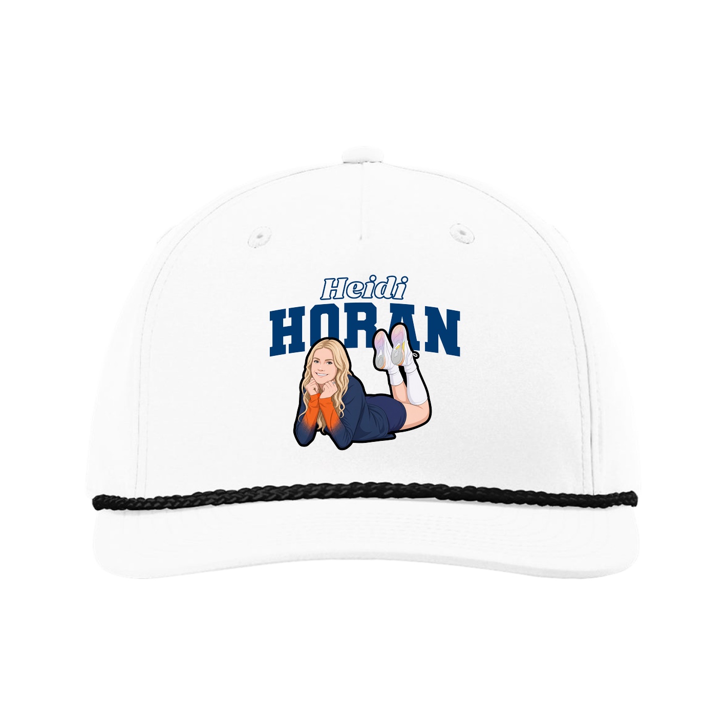 Five-Panel Classic Rope Cap — Name Arch in White