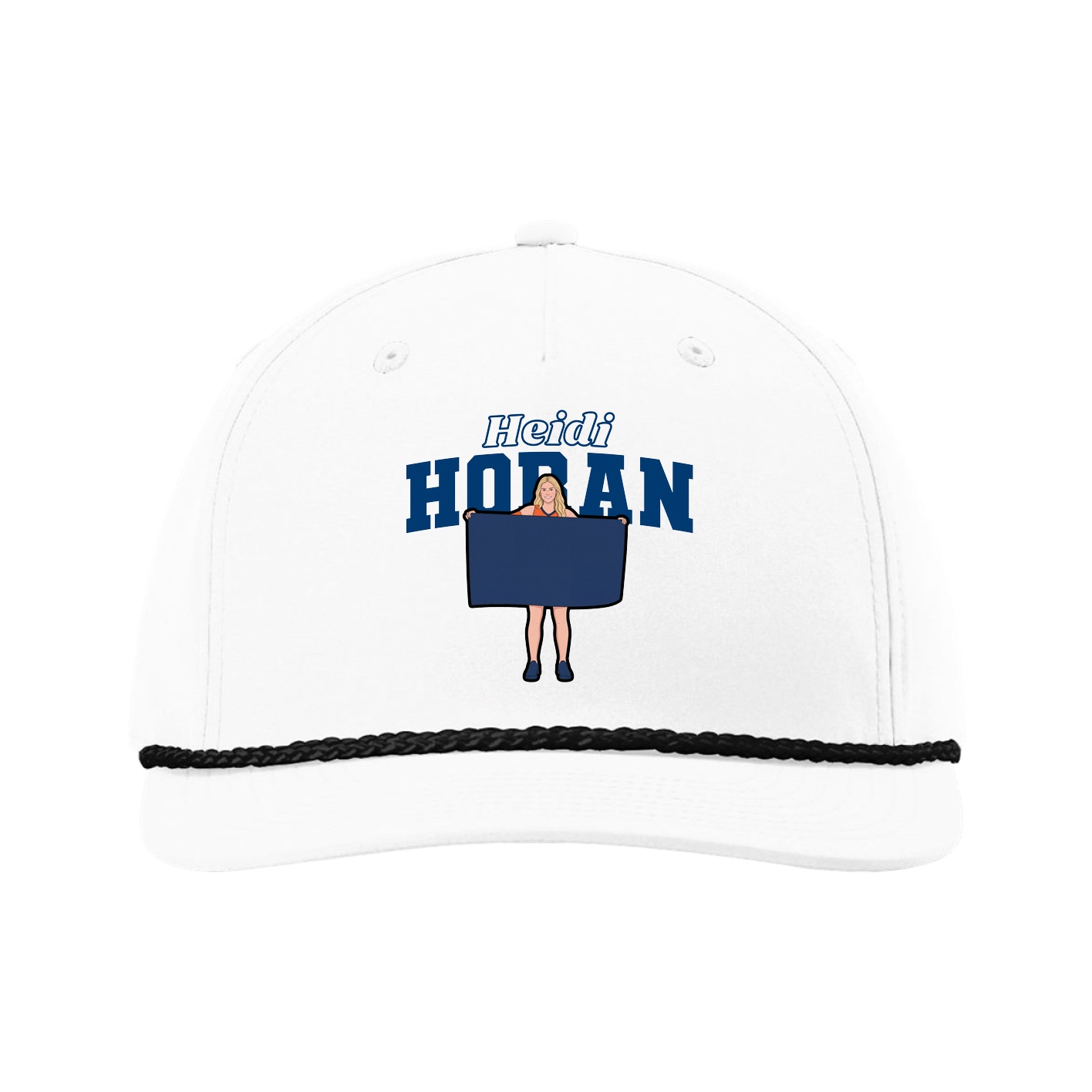 Five-Panel Classic Rope Cap — Name Arch in White