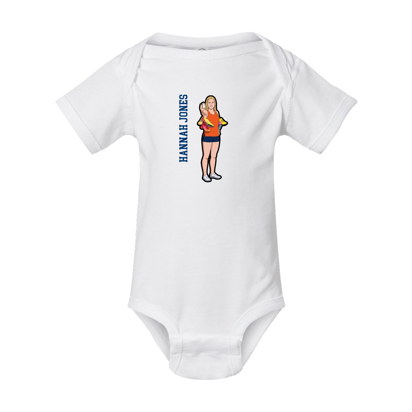Baby Onesie — Name Vertical in White