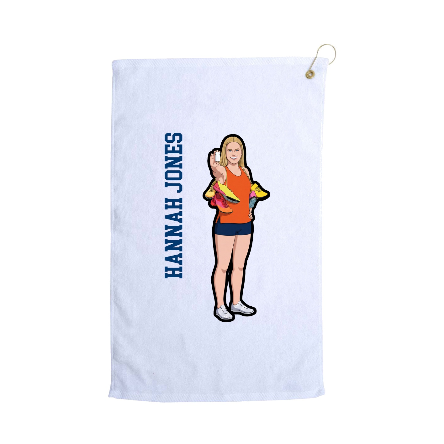 Golf Towel — Name Vertical in White