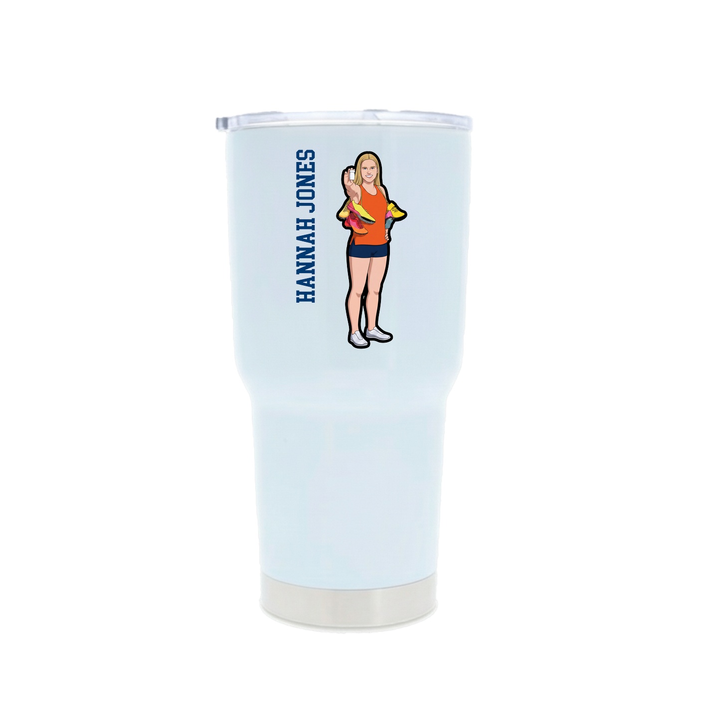 30oz Stainless Steel Tumbler — Name Vertical in White