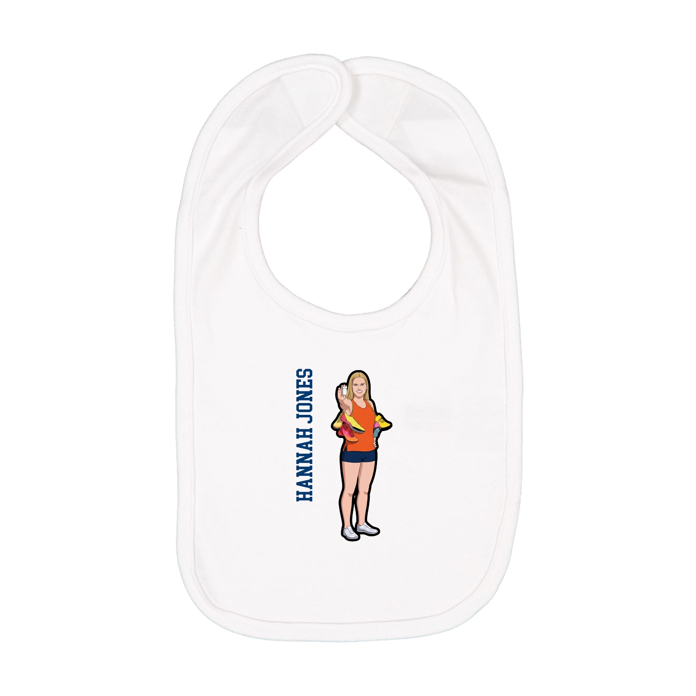 Infant Bib — Name Vertical in White
