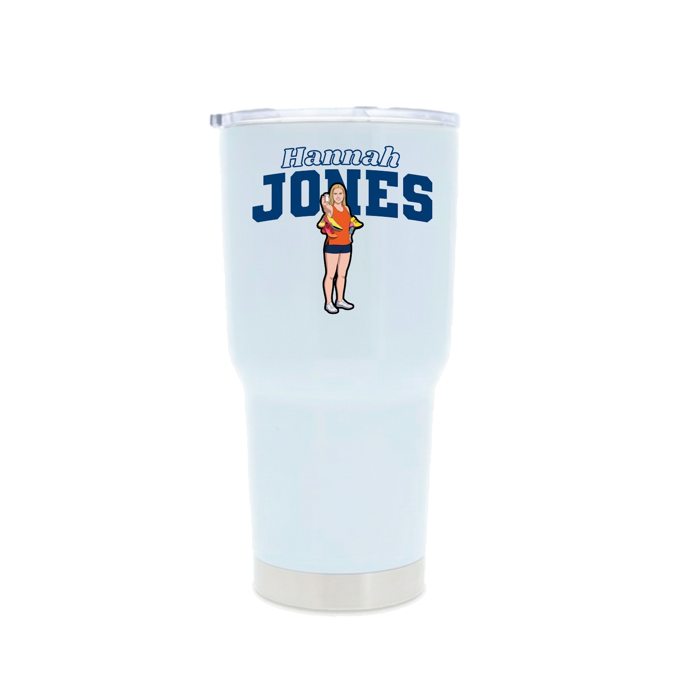 30oz Stainless Steel Tumbler — Name Arch in White