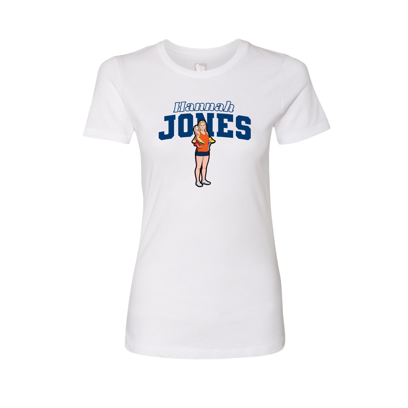 Fitted Women's Tee — Name Arch in White
