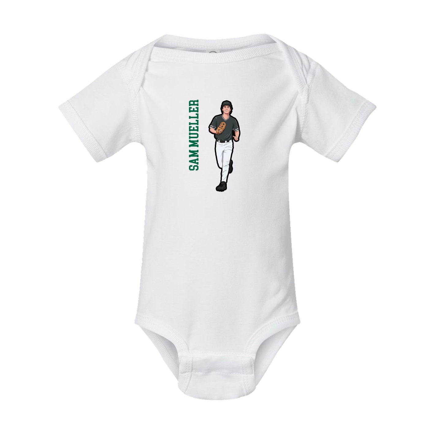 Baby Onesie — Name Vertical in White