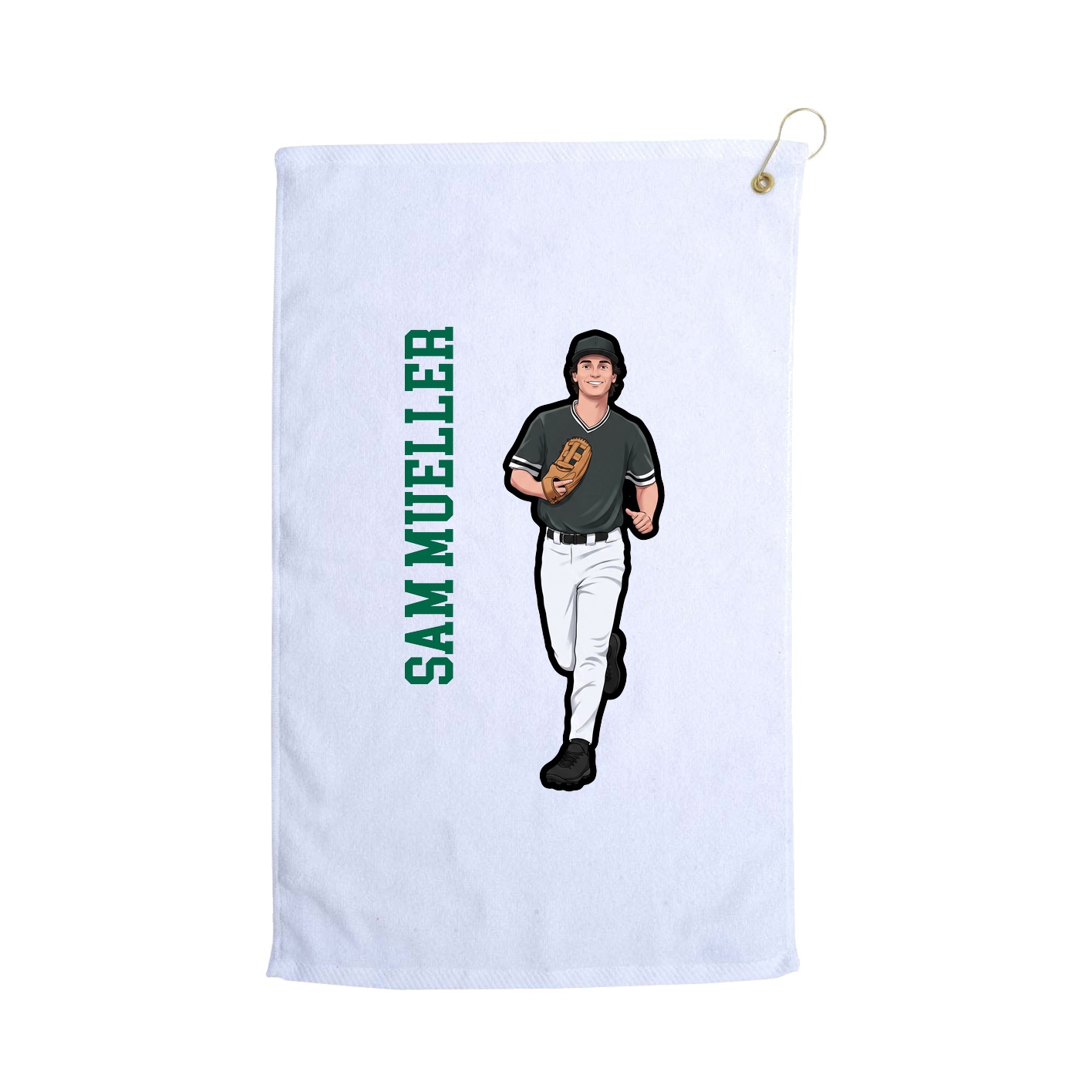 Golf Towel — Name Vertical in White