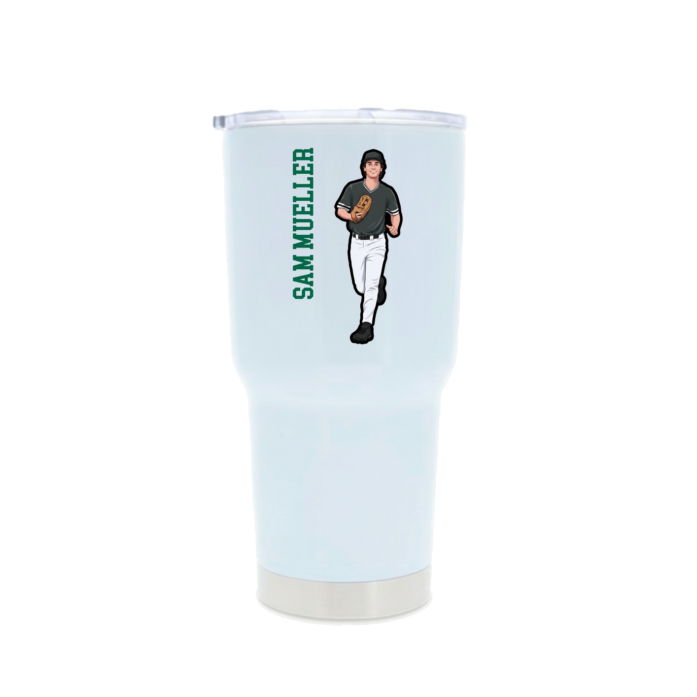 30oz Stainless Steel Tumbler — Name Vertical in White