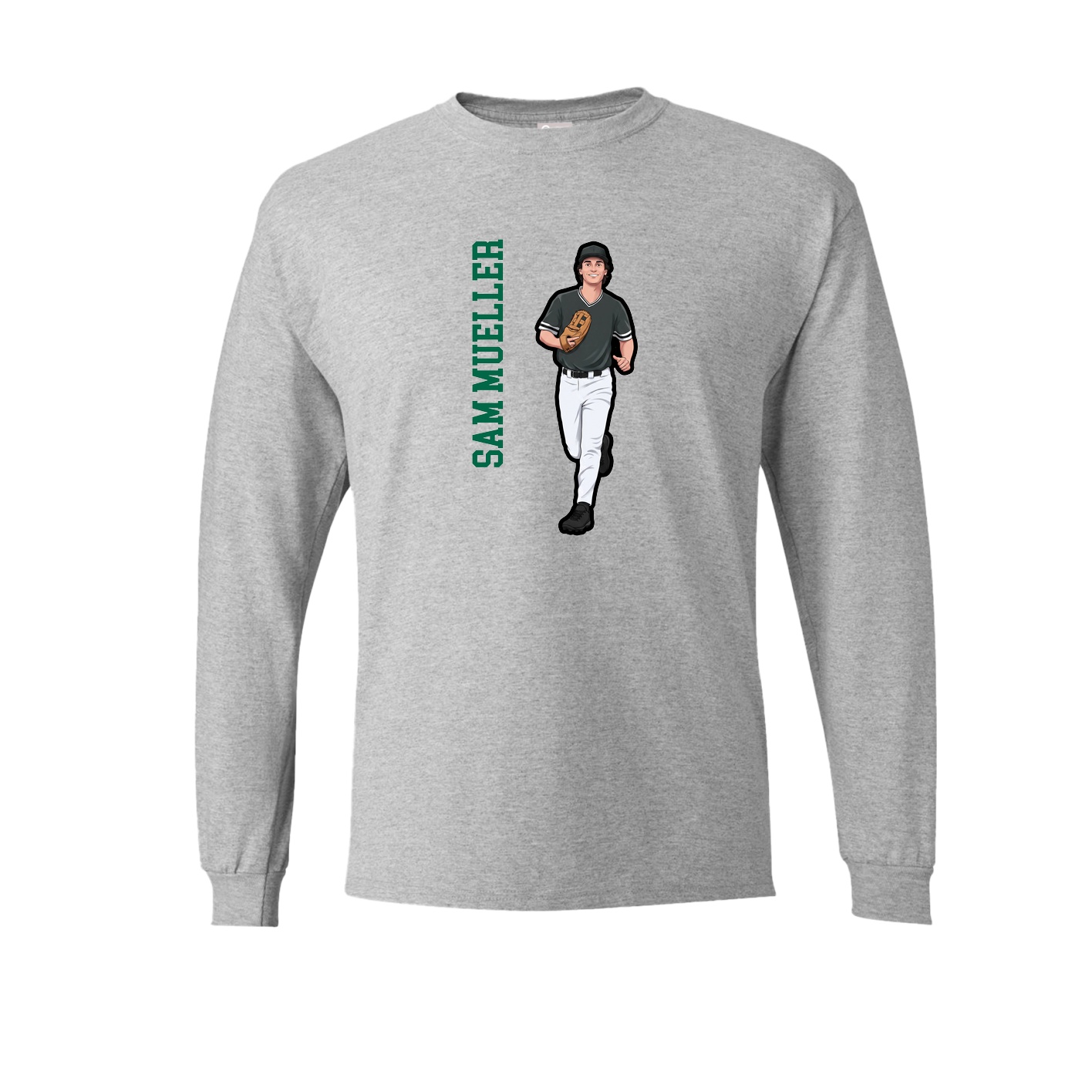 Long Sleeve Tee — Name Vertical in Grey